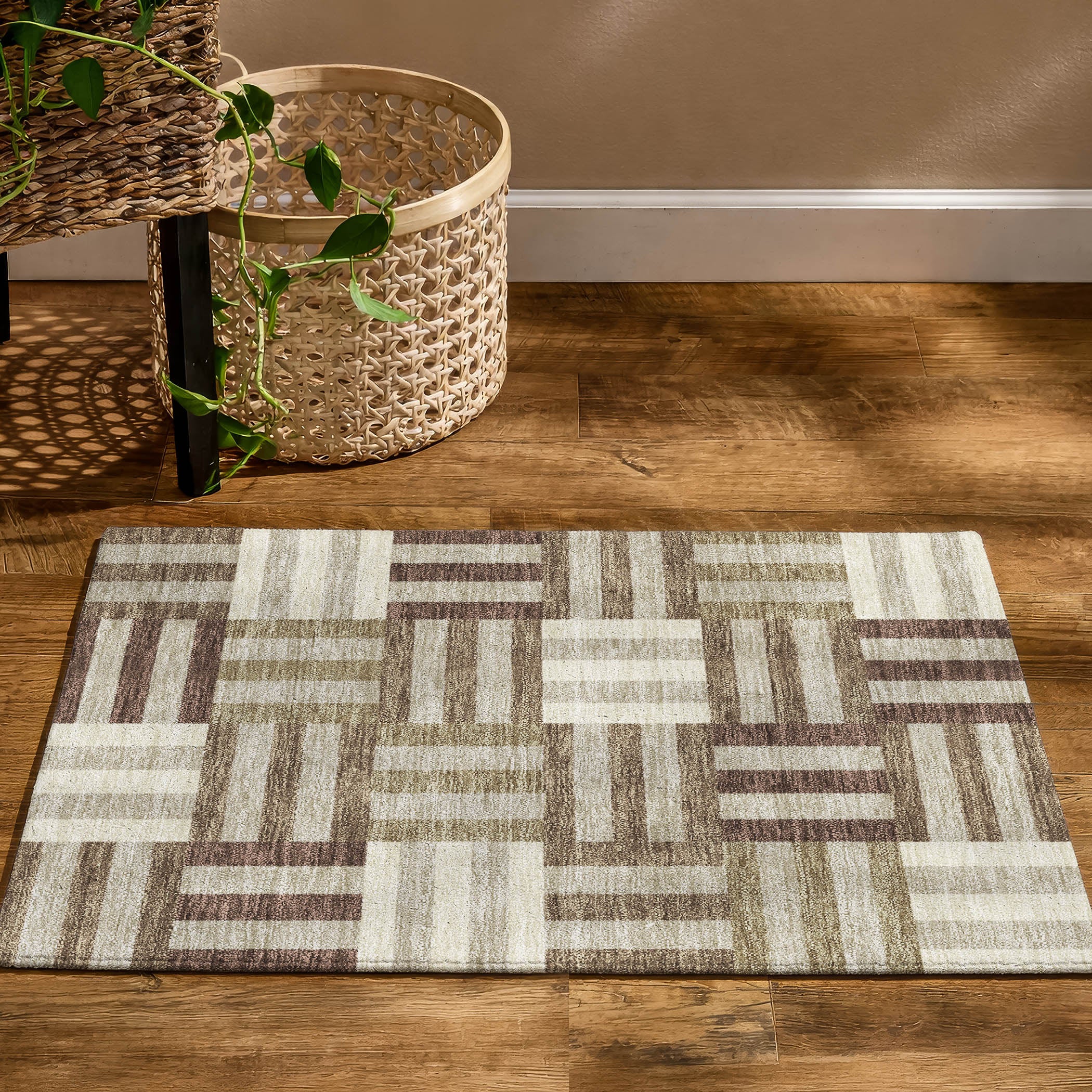 Bruges Machine Washable Transitional Brown Rug 1'8" x 2'6" #shape_Rectangle