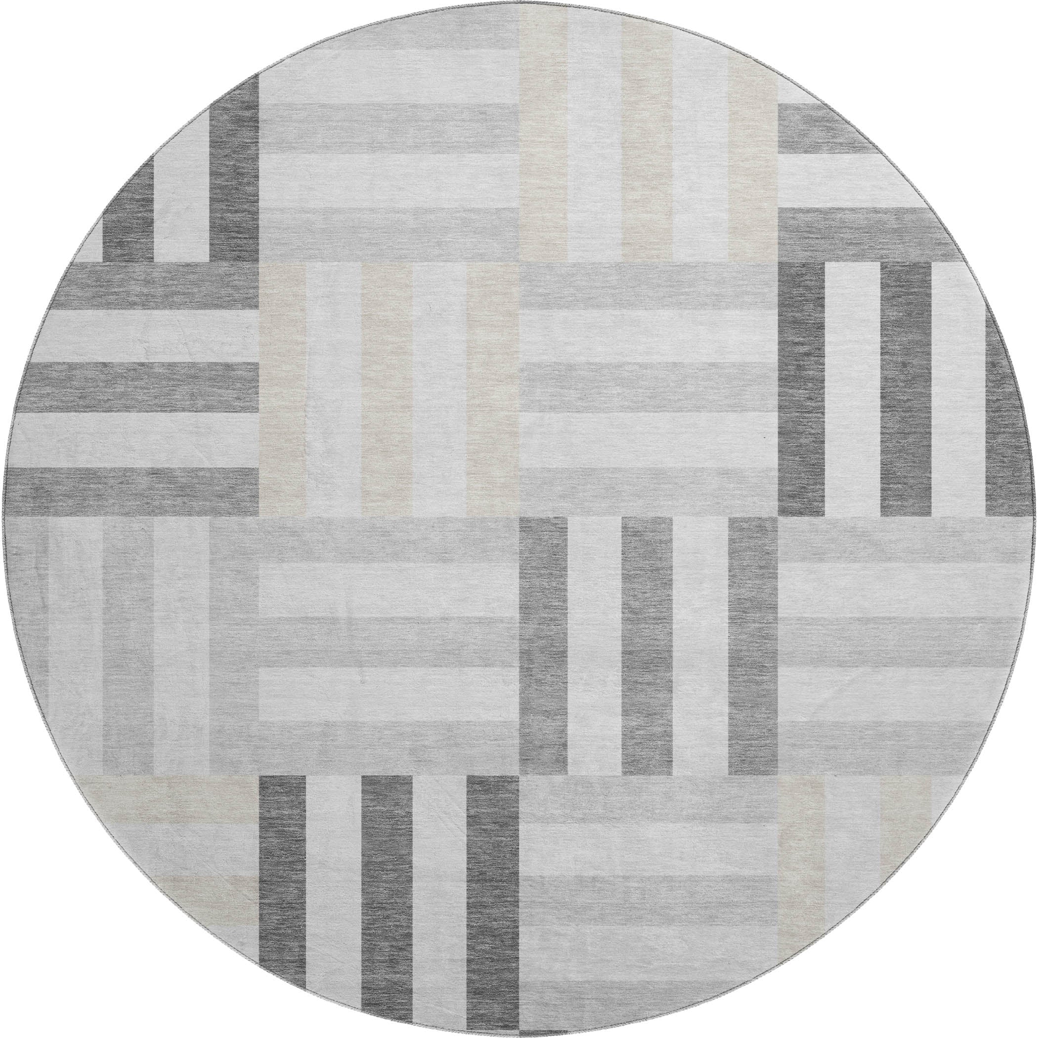 Bruges Machine Washable Transitional Gray Rug 8' x 8' #shape_Round