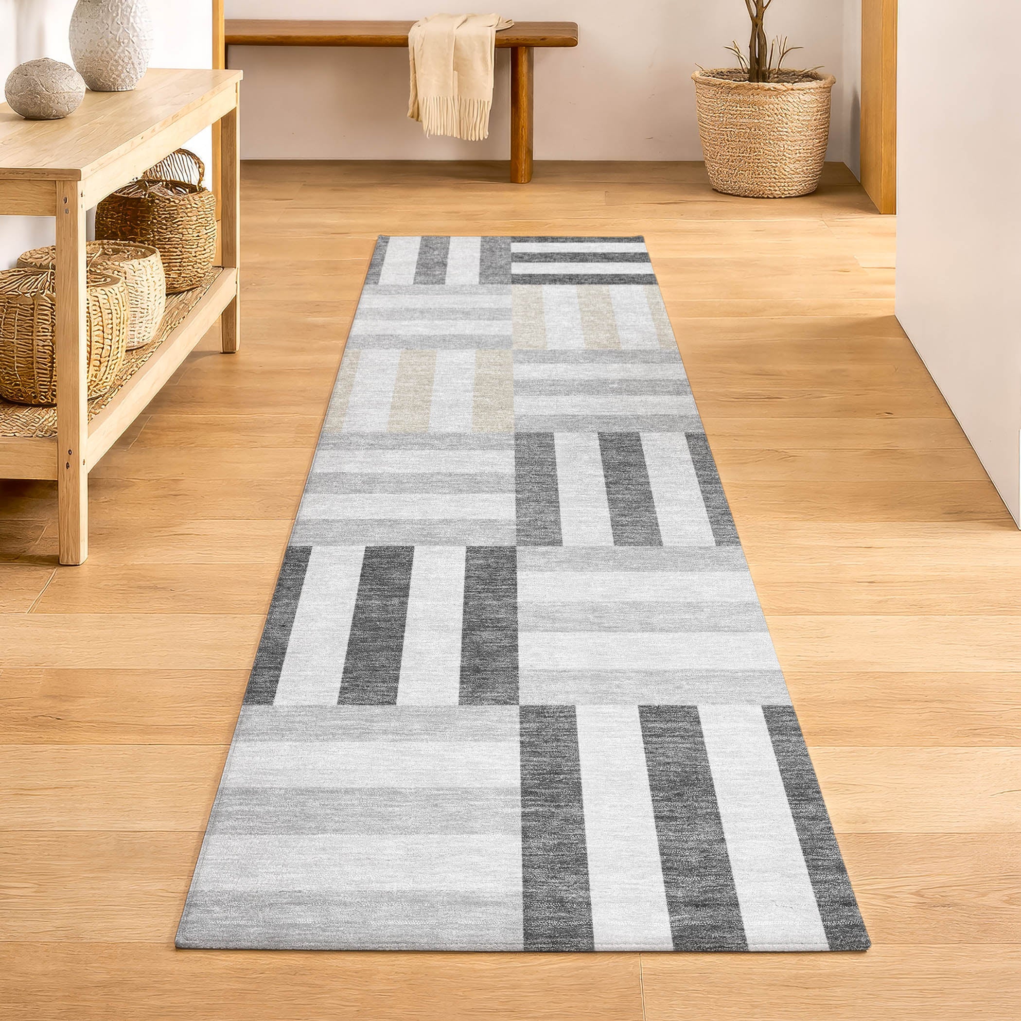 Bruges Machine Washable Transitional Gray Rug 2'3" x 7'6" #shape_Runner