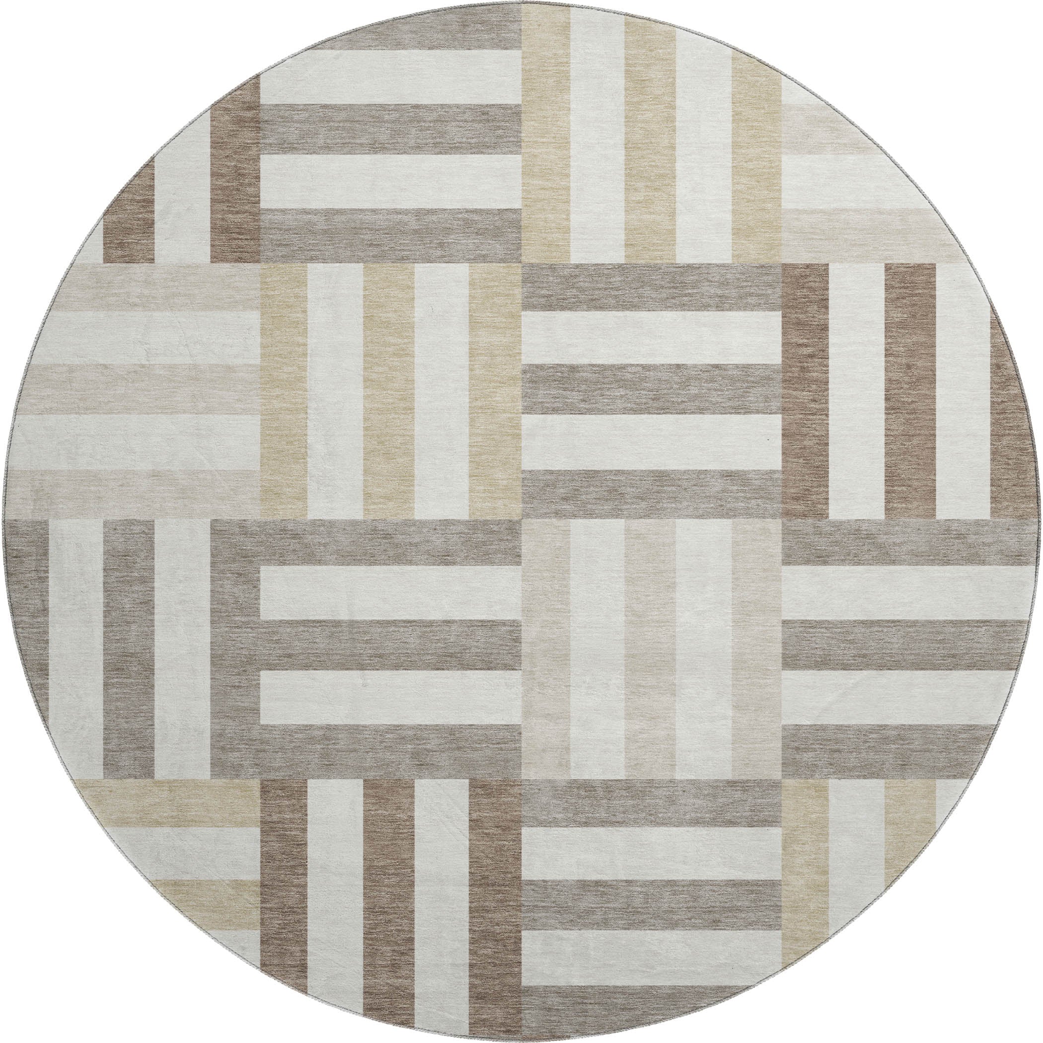 Bruges Machine Washable Transitional Ivory Rug 8' x 8' #shape_Round
