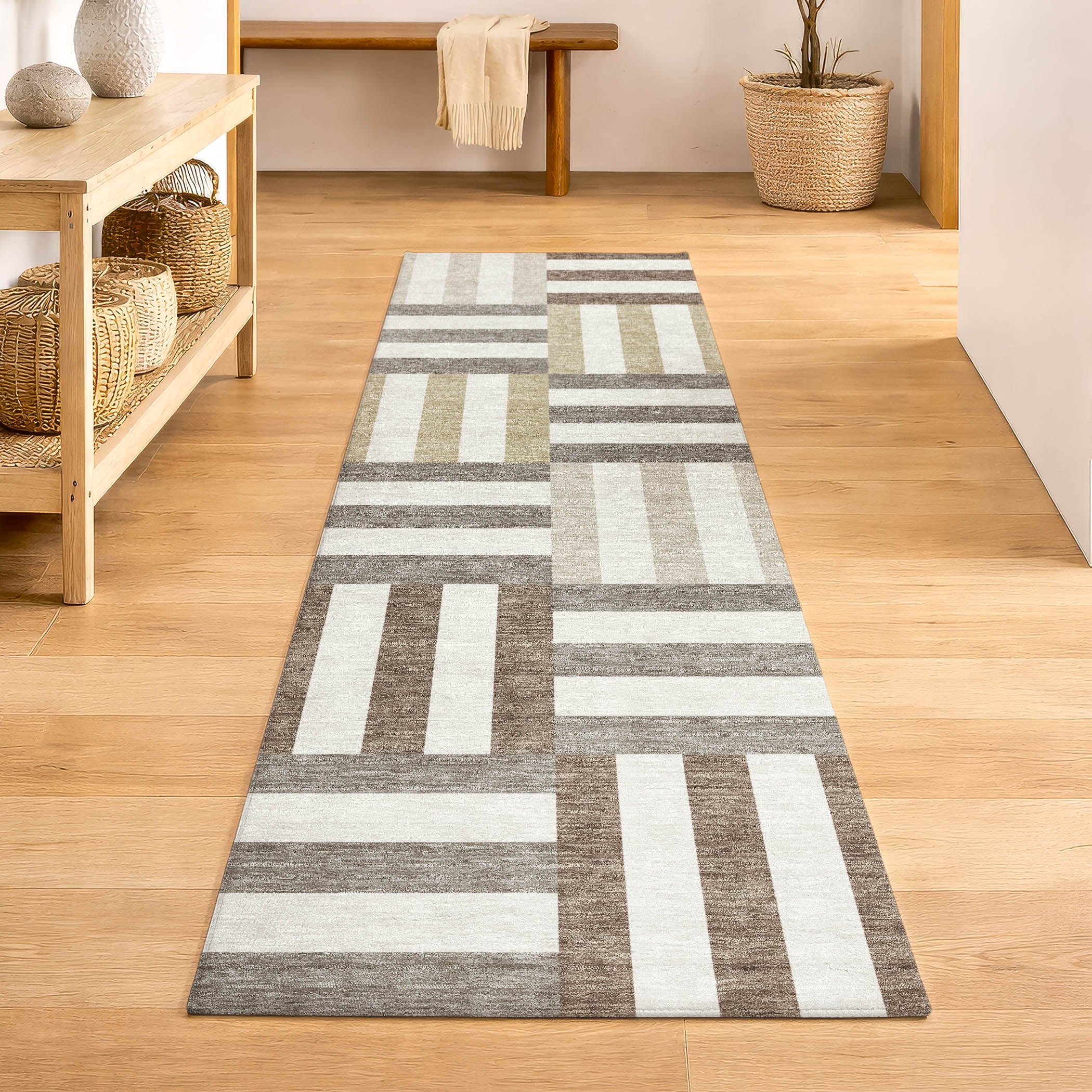 Bruges Machine Washable Transitional Ivory Rug 2'3" x 7'6" #shape_Runner