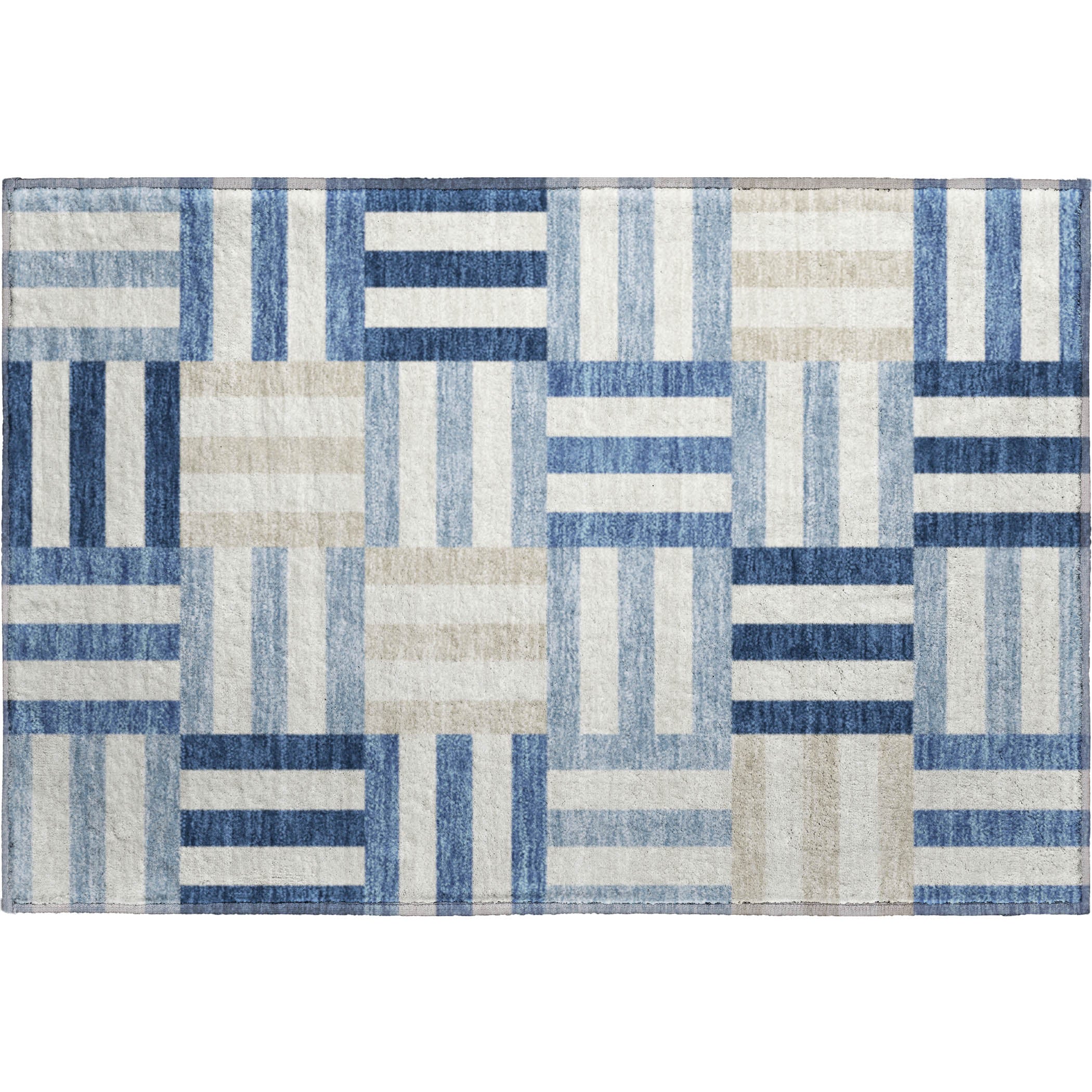 Bruges Machine Washable Transitional Navy Blue Rug 1'8" x 2'6" #shape_Rectangle