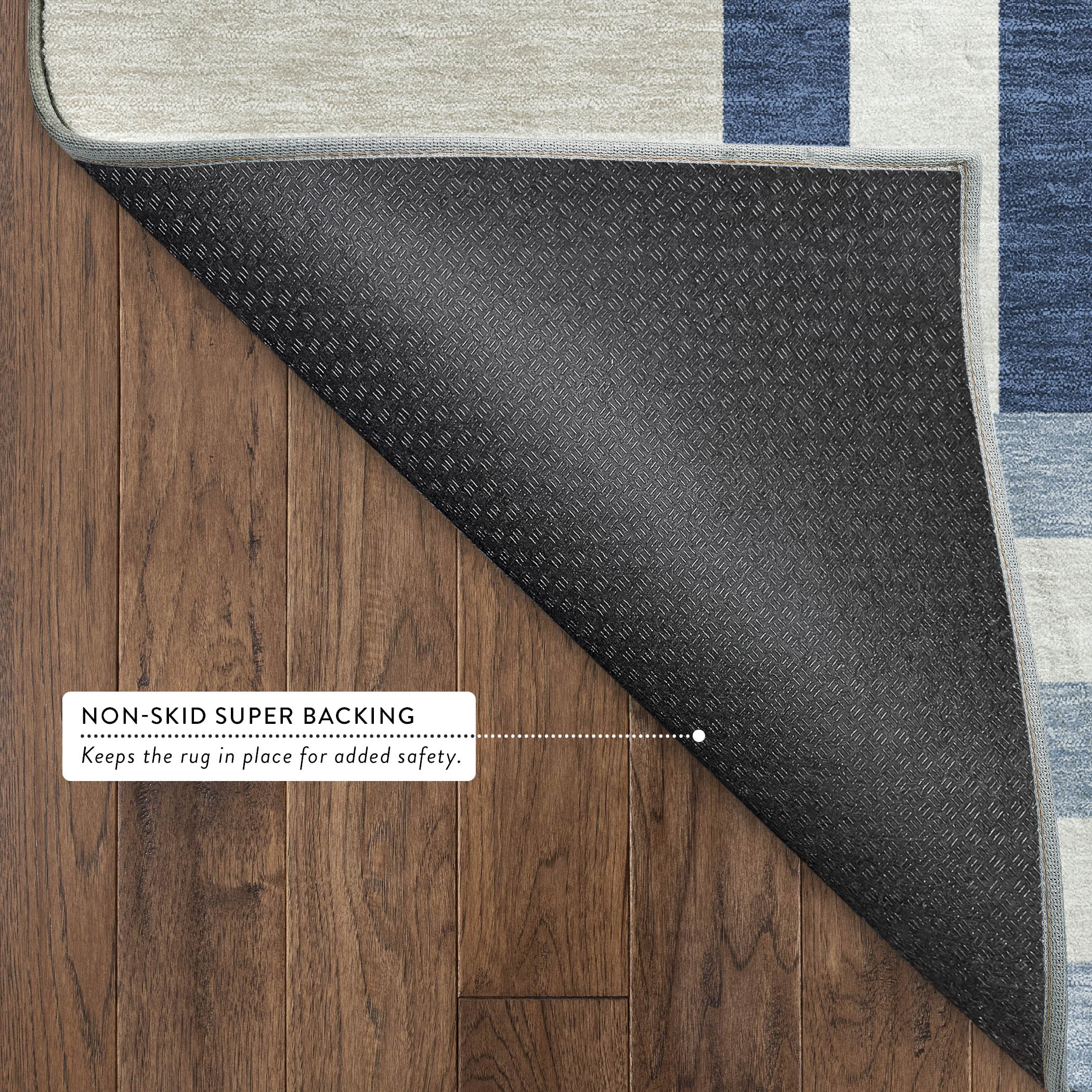 Bruges Machine Washable Transitional Navy Blue Rug 1'8" x 2'6" #shape_Rectangle