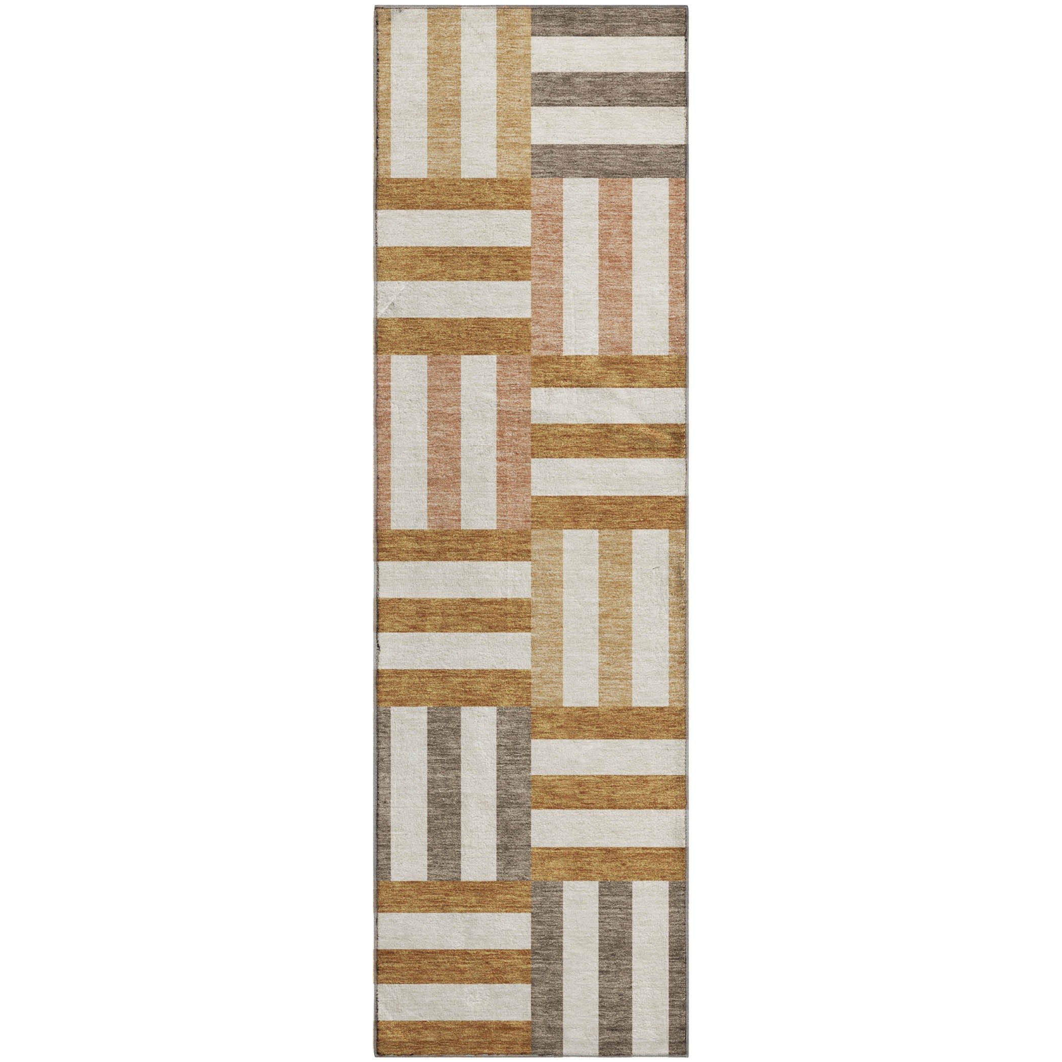 Bruges Machine Washable Transitional Paprika Orange Rug 2'3" x 7'6" #shape_Runner