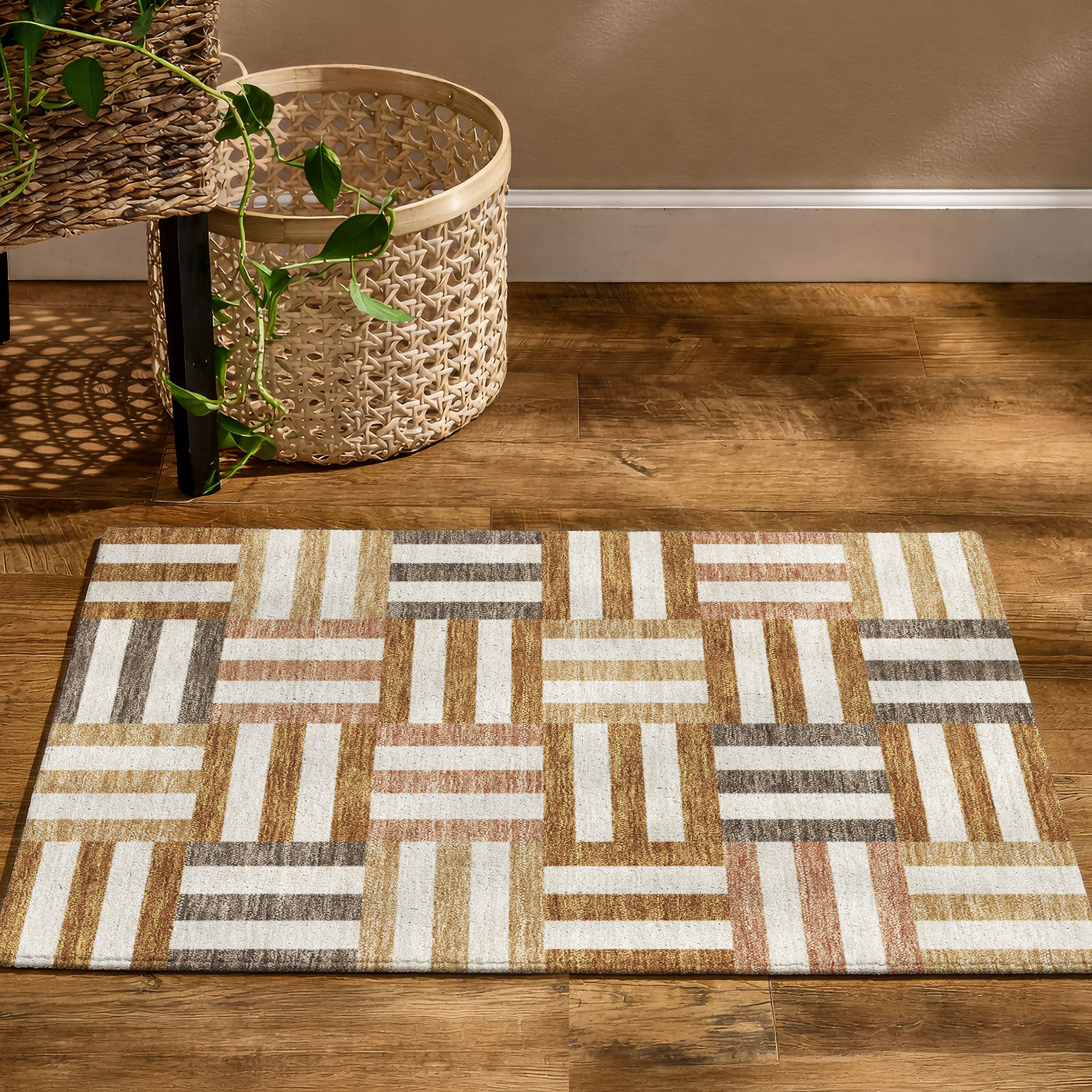 Bruges Machine Washable Transitional Paprika Orange Rug 1'8" x 2'6" #shape_Rectangle