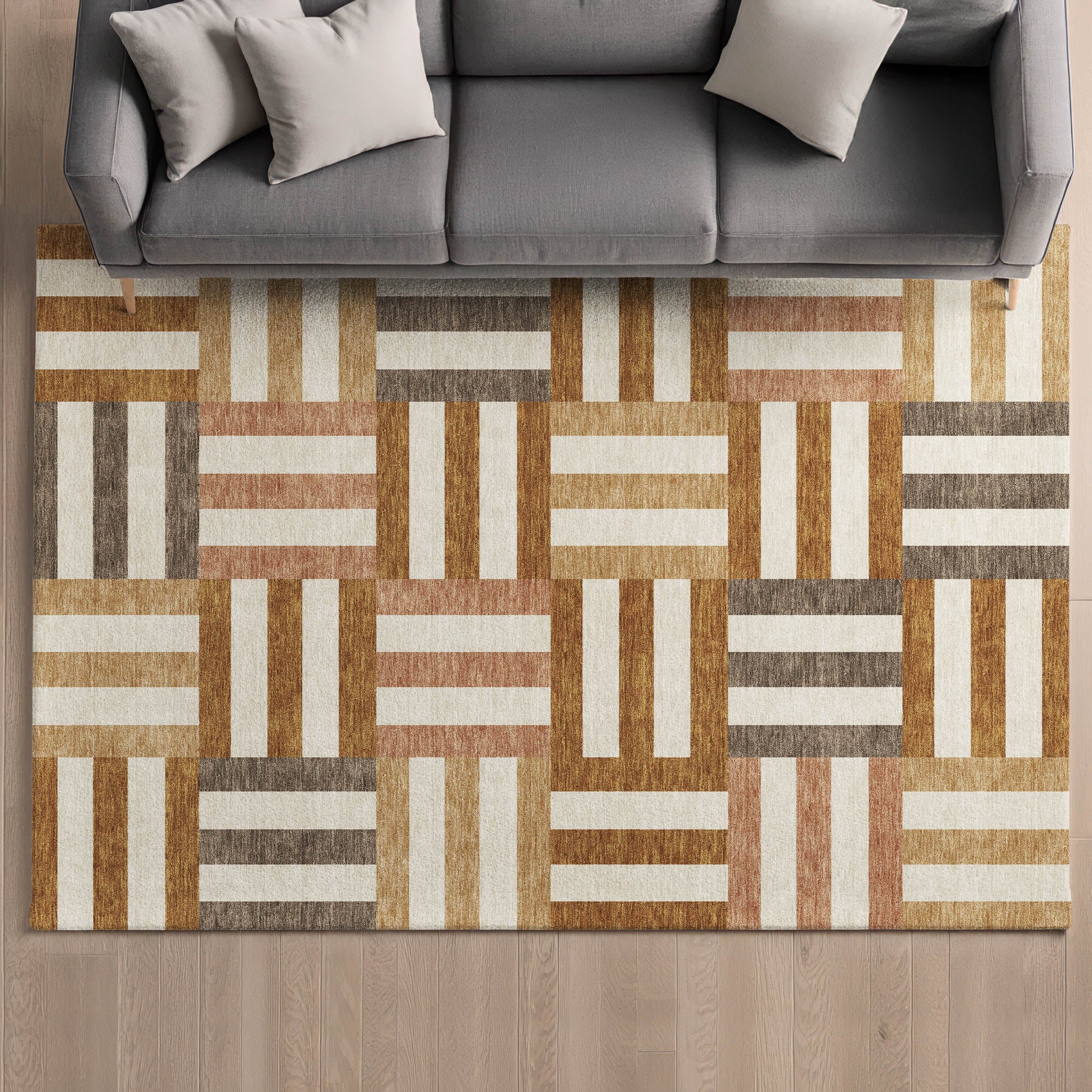 Bruges Machine Washable Transitional Paprika Orange Rug 3' x 5' #shape_Rectangle