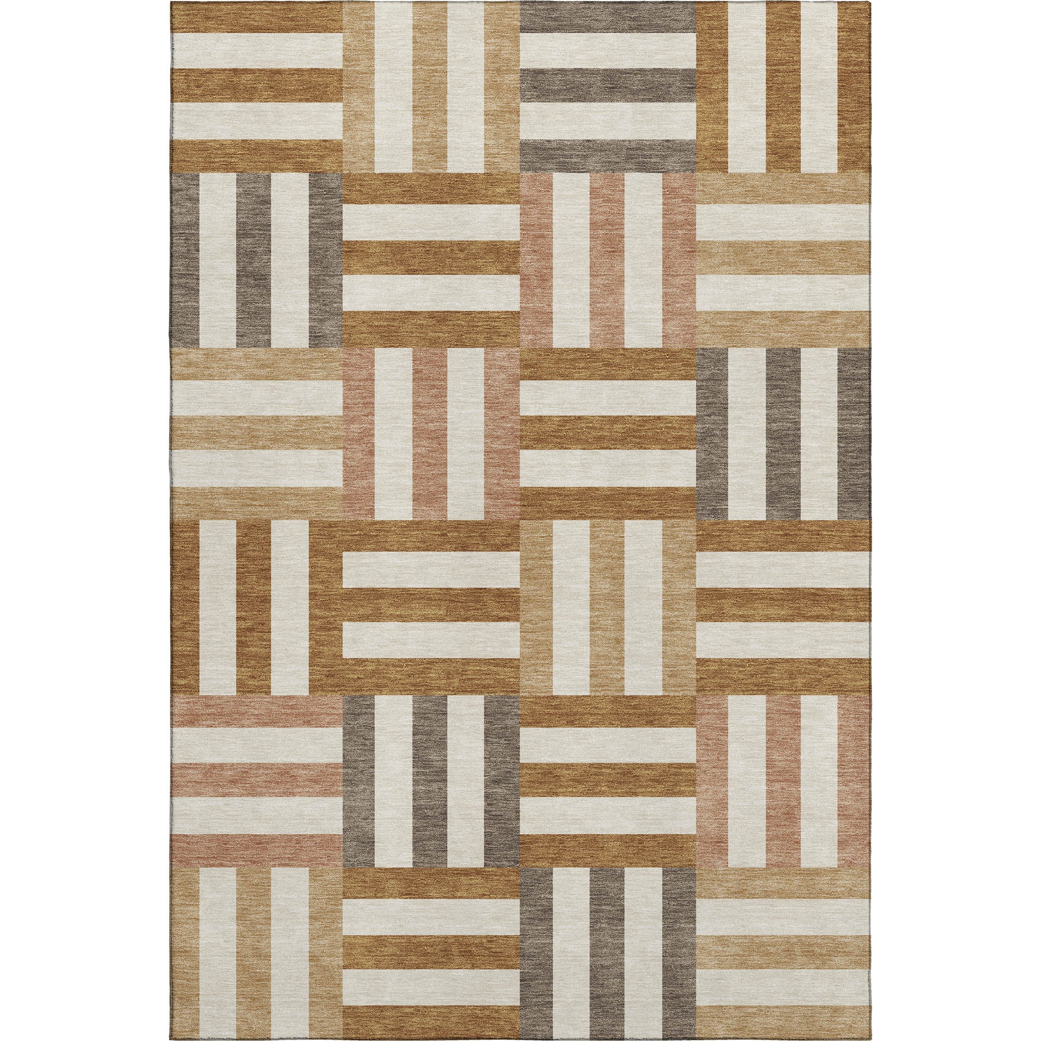 Bruges Machine Washable Transitional Paprika Orange Rug 3' x 5' #shape_Rectangle