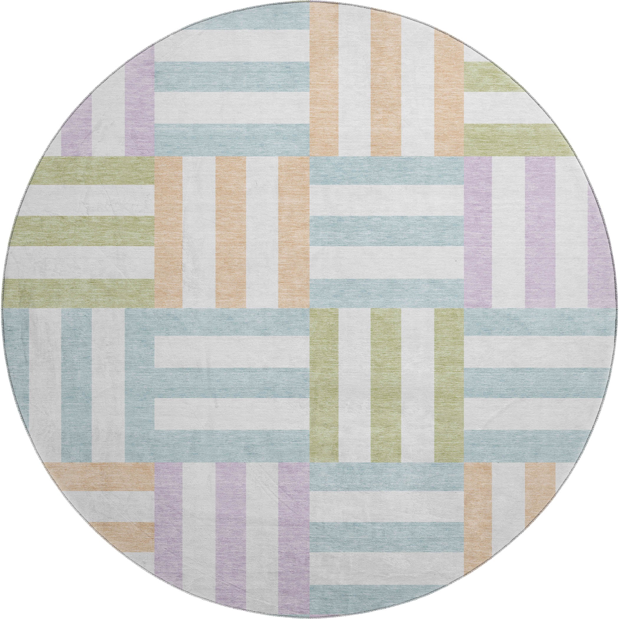 Bruges Machine Washable Transitional Pearl Ivory Rug 8' x 8' #shape_Round