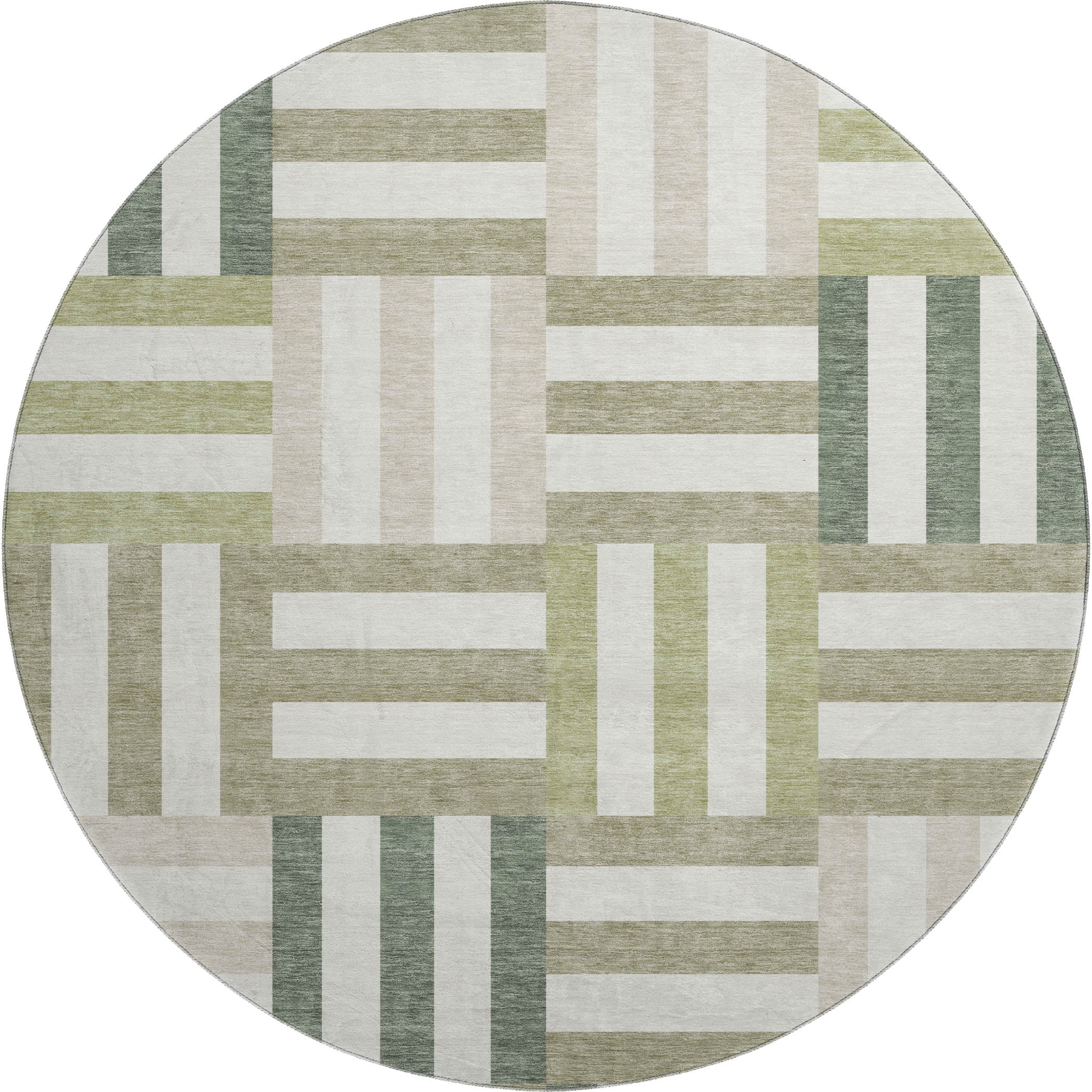 Bruges Machine Washable Transitional Sage Green Rug 8' x 8' #shape_Round