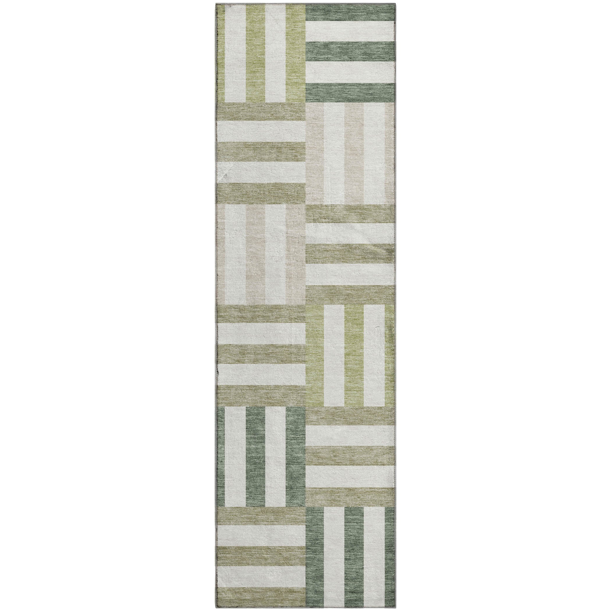 Bruges Machine Washable Transitional Sage Green Rug 2'3" x 7'6" #shape_Runner