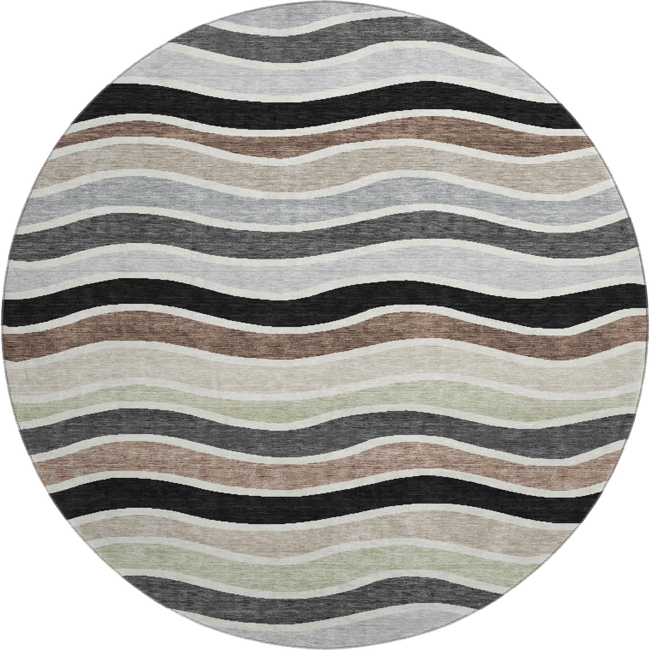 Marrakech Machine Washable Transitional Black Rug 8' x 8' #shape_Round