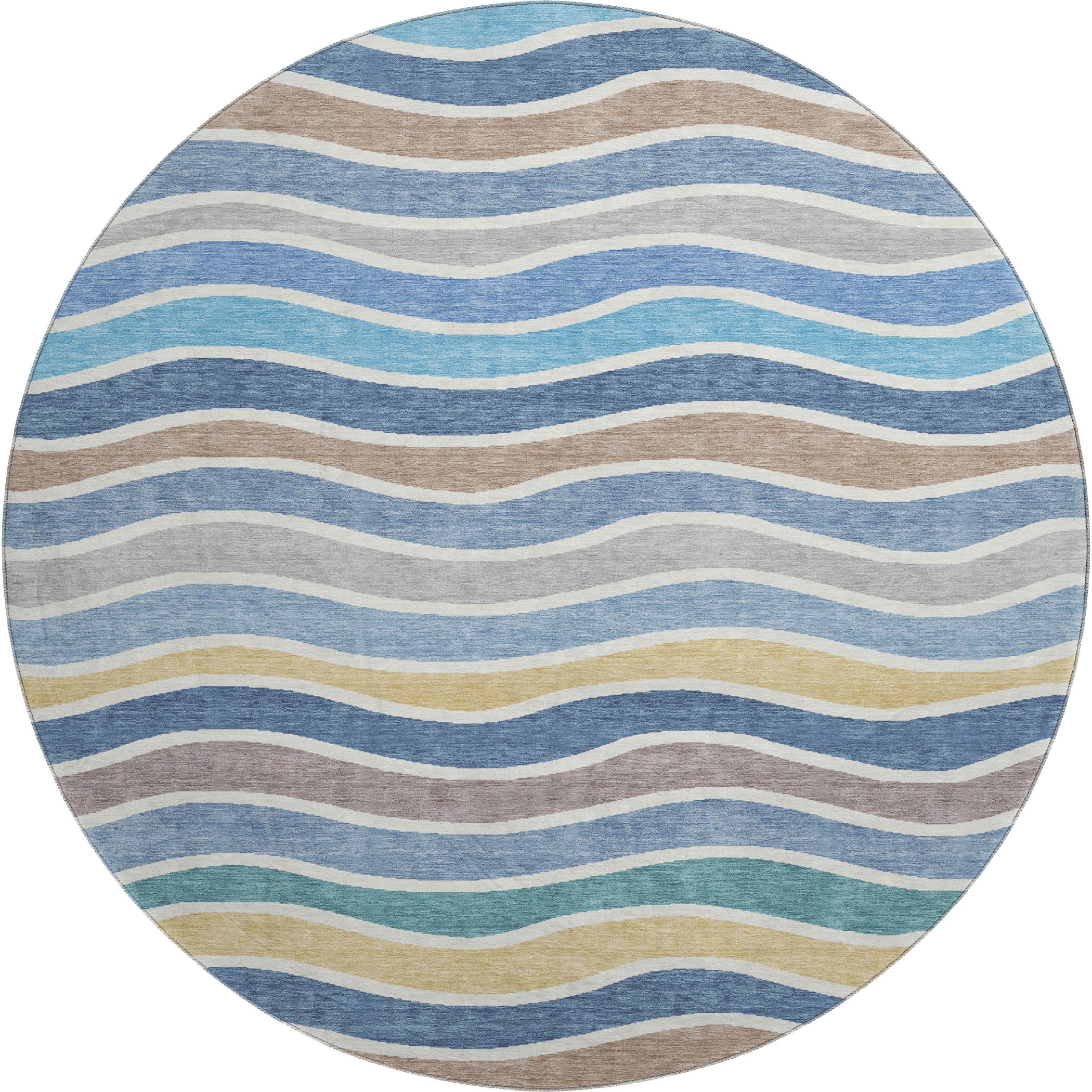 Marrakech Machine Washable Transitional Blue Rug 8' x 8' #shape_Round