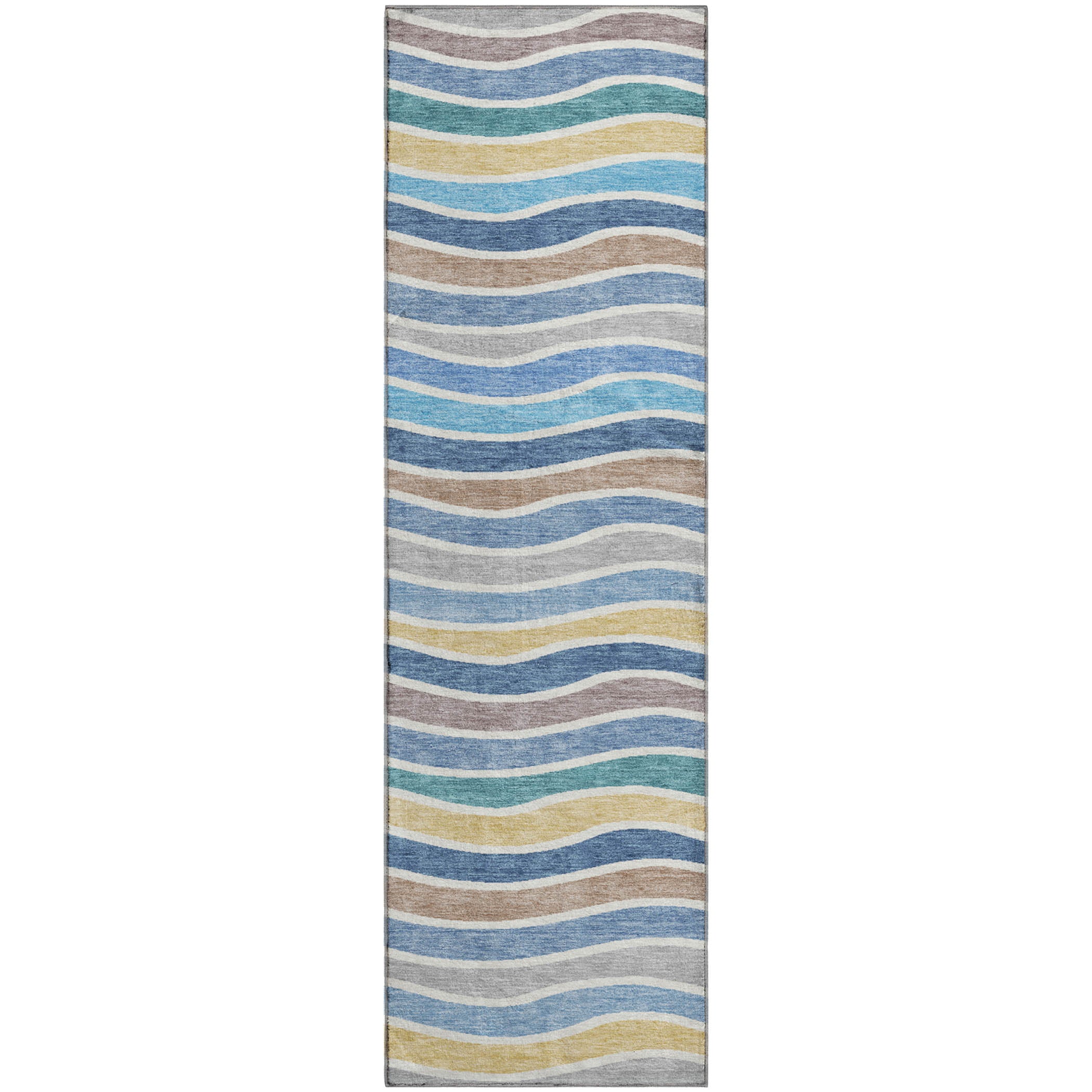 Marrakech Machine Washable Transitional Blue Rug 2'3" x 7'6" #shape_Runner