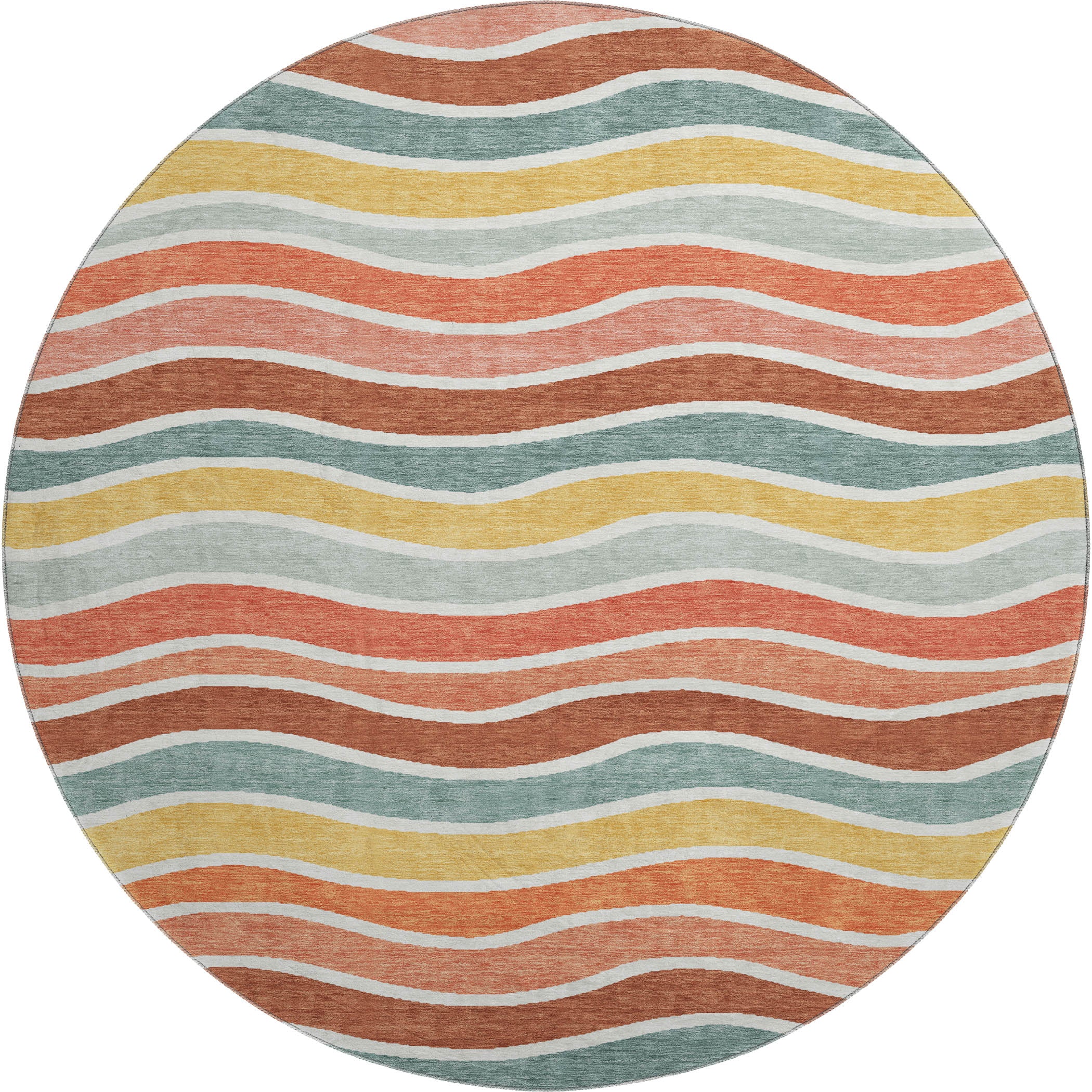 Marrakech Machine Washable Transitional Coral Orange Rug 8' x 8' #shape_Round