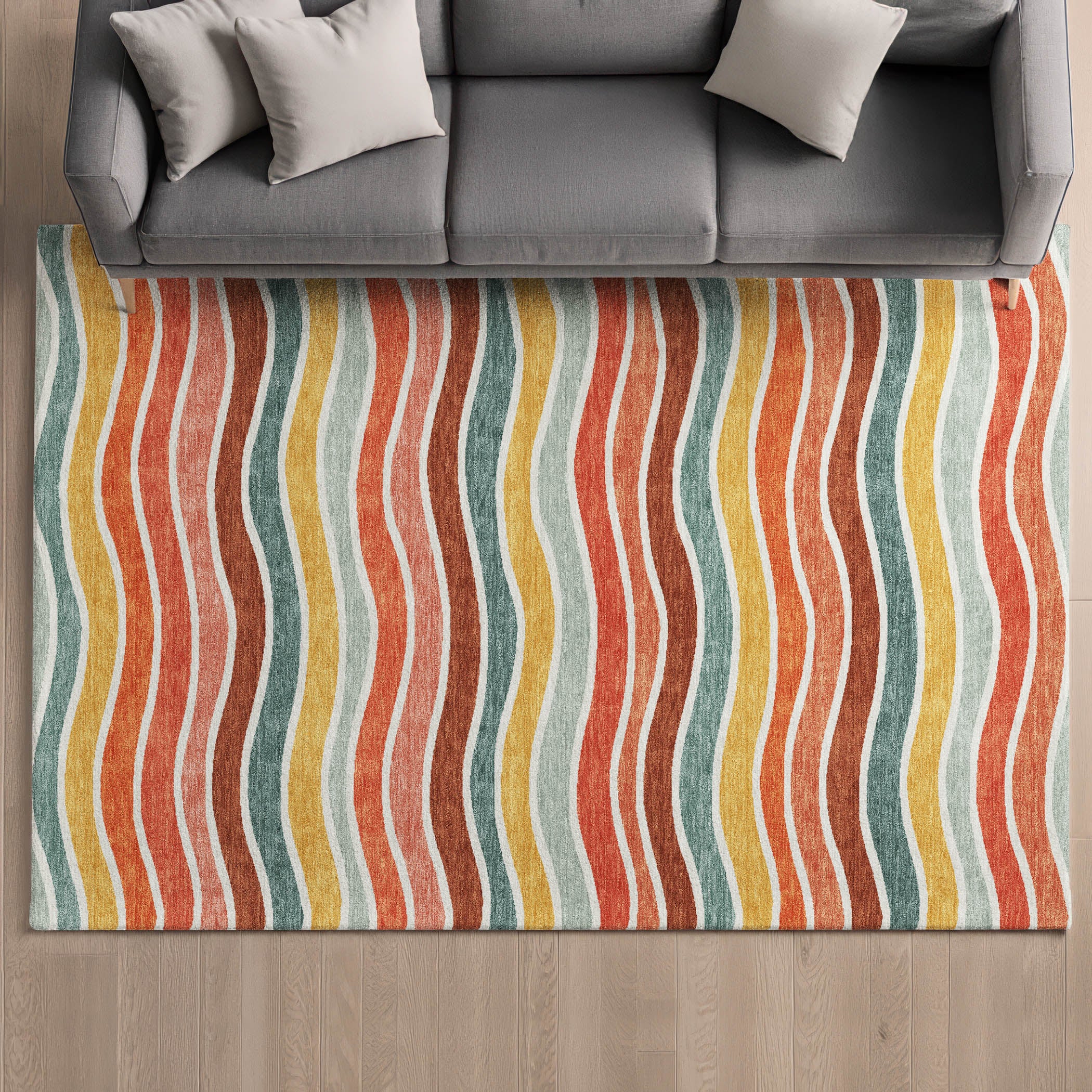 Marrakech Machine Washable Transitional Coral Orange Rug 3' x 5' #shape_Rectangle