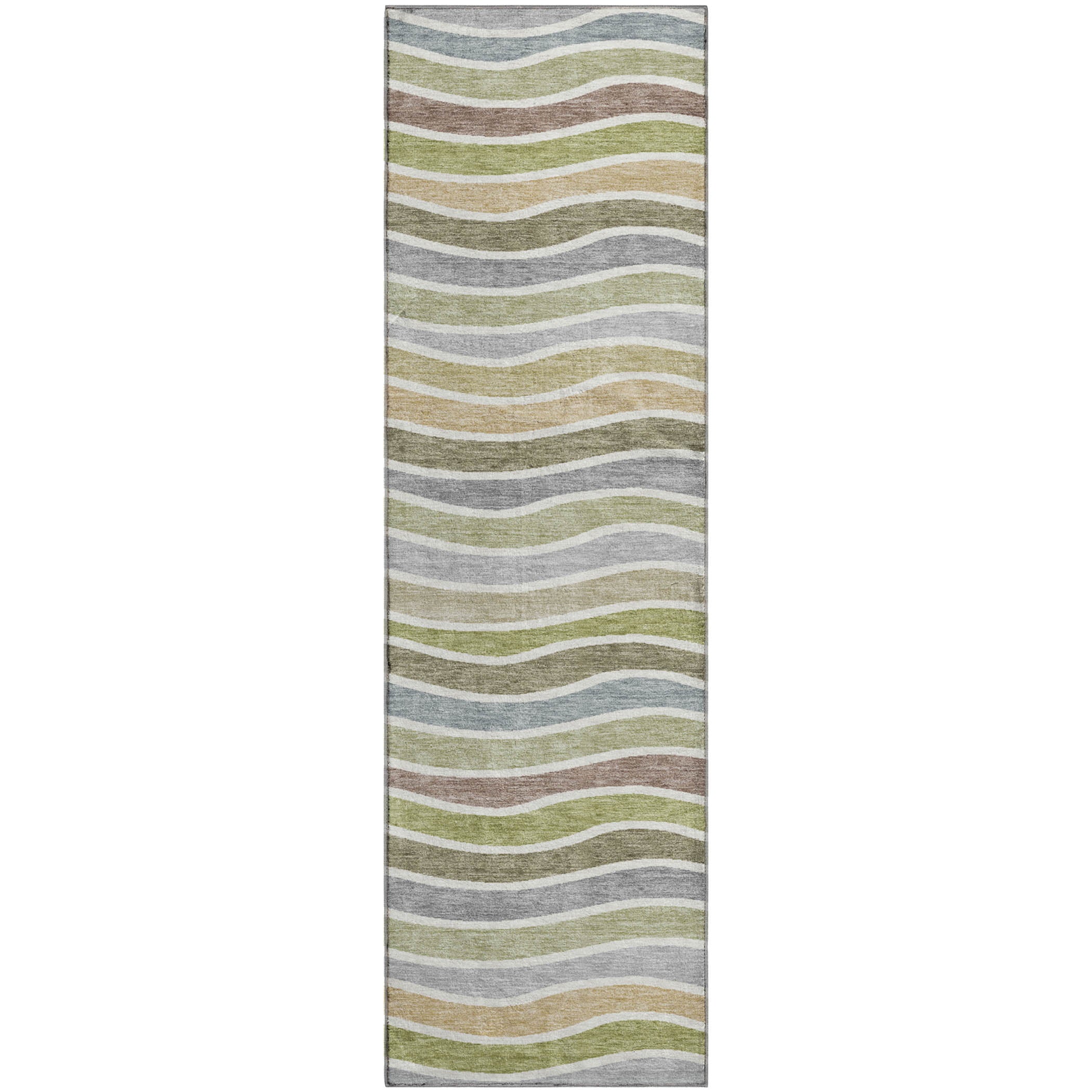 Marrakech Machine Washable Transitional Fern Green Rug 2'3" x 7'6" #shape_Runner