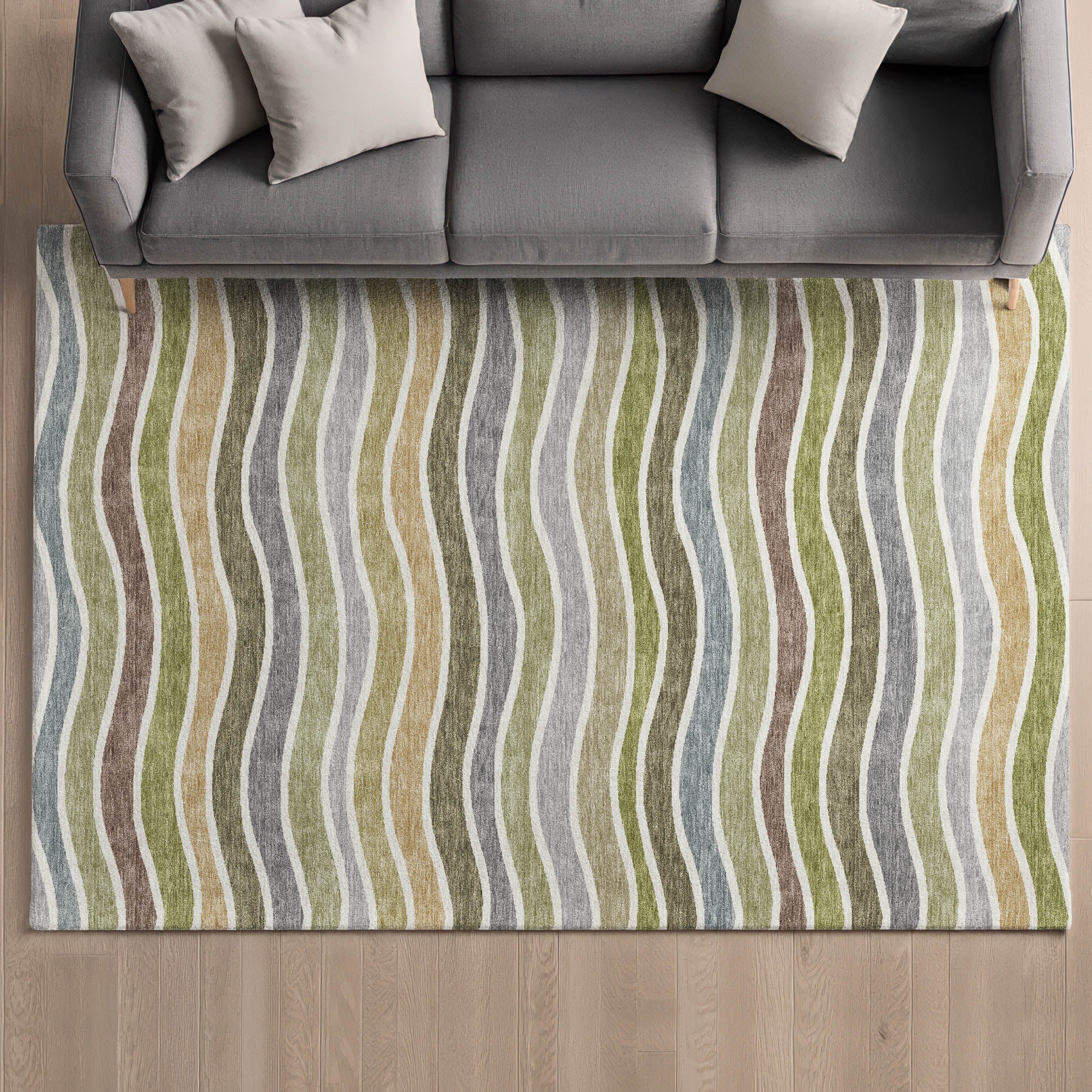 Marrakech Machine Washable Transitional Fern Green Rug 3' x 5' #shape_Rectangle