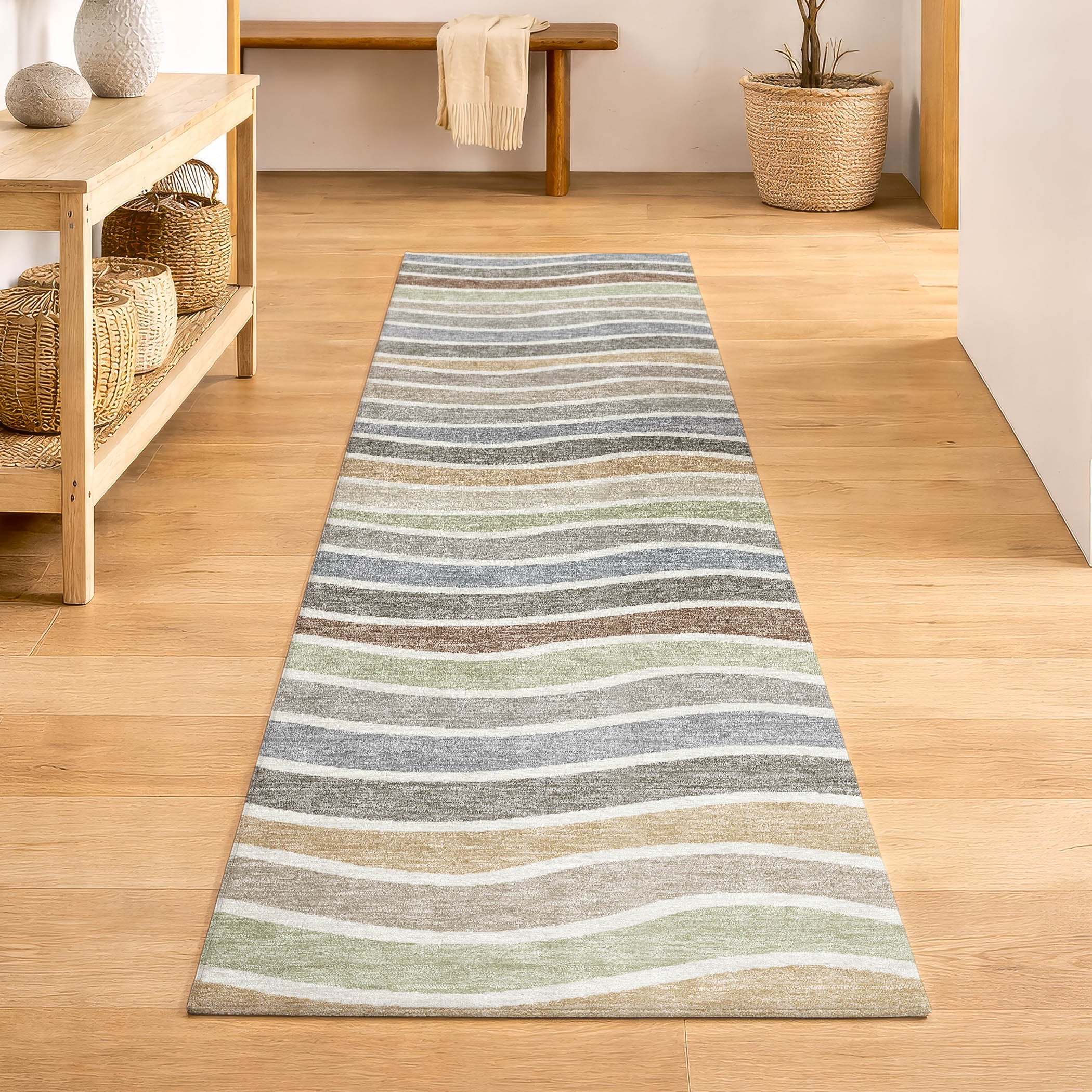 Marrakech Machine Washable Transitional Taupe Brown Rug 2'3" x 7'6" #shape_Runner