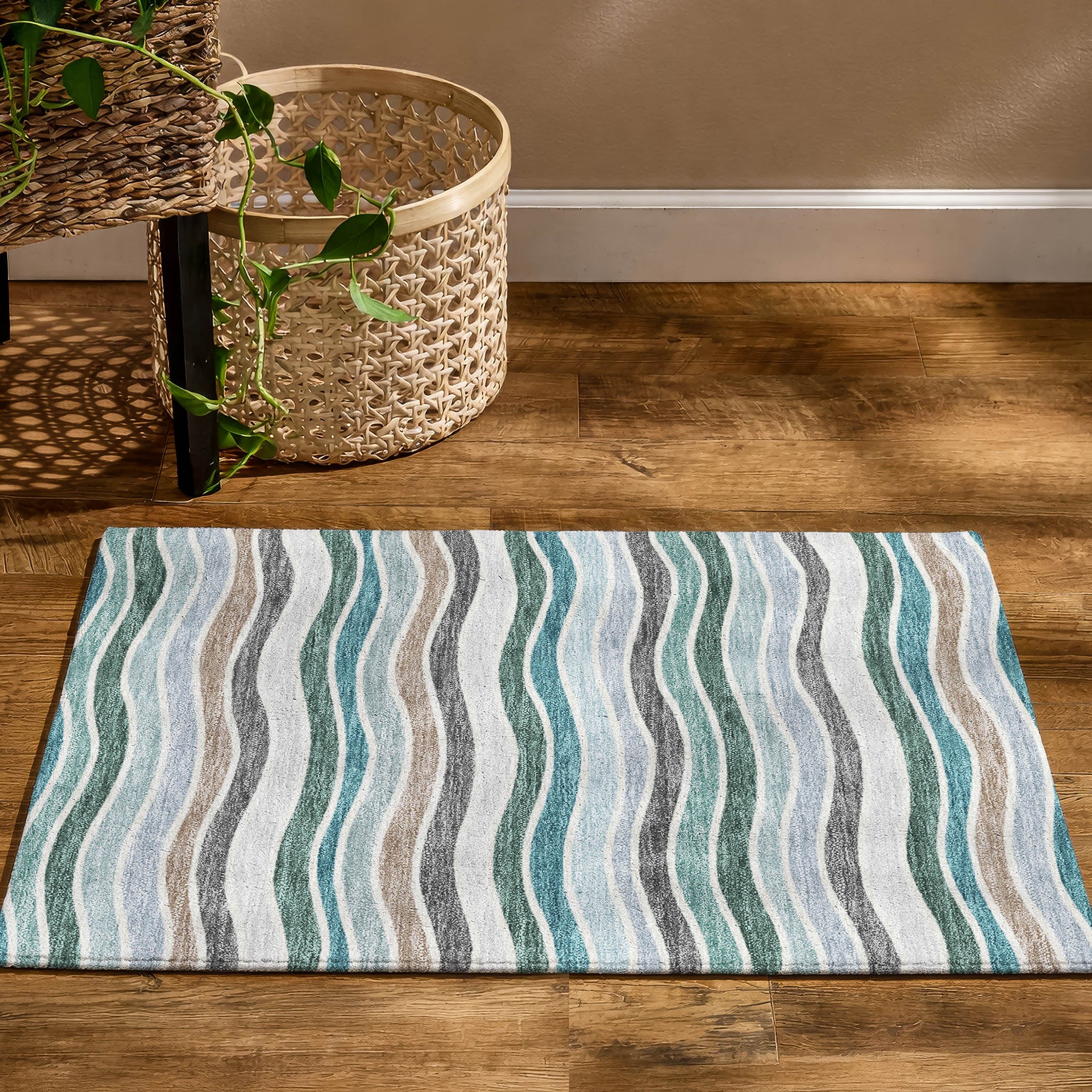 Marrakech Machine Washable Transitional Teal Rug 1'8" x 2'6" #shape_Rectangle