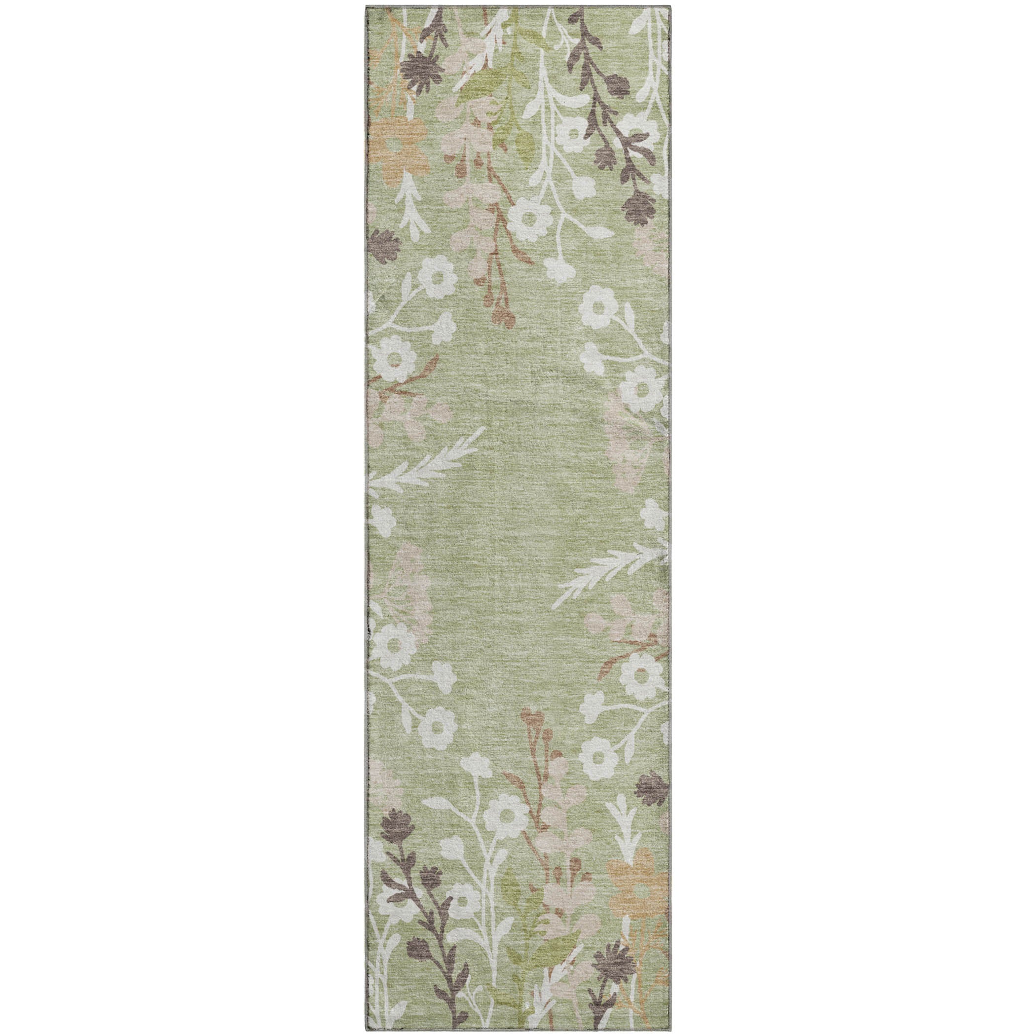 Mostar Machine Washable Transitional Aloe Green Rug 2'3" x 7'6" #shape_Runner