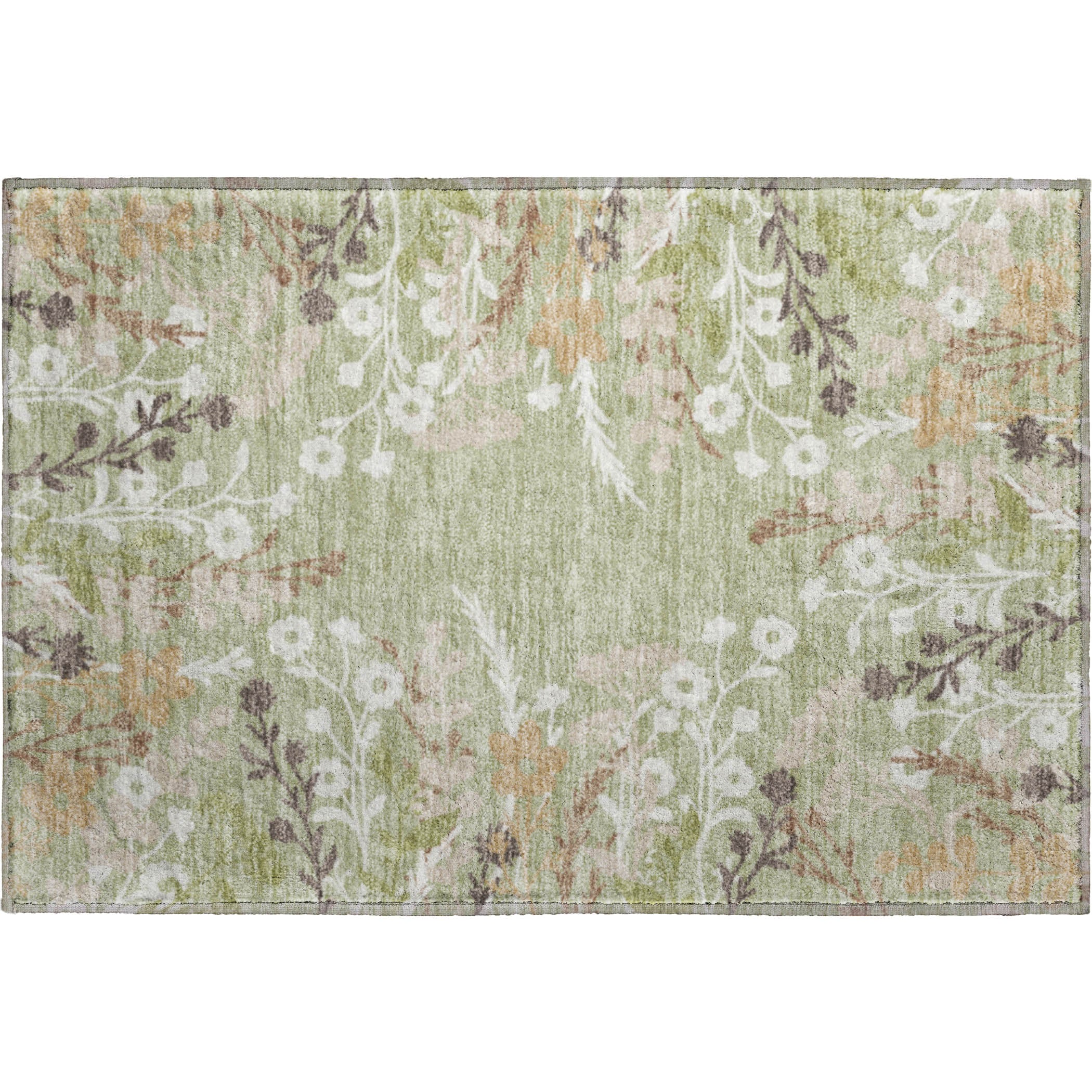 Mostar Machine Washable Transitional Aloe Green Rug 1'8" x 2'6" #shape_Rectangle