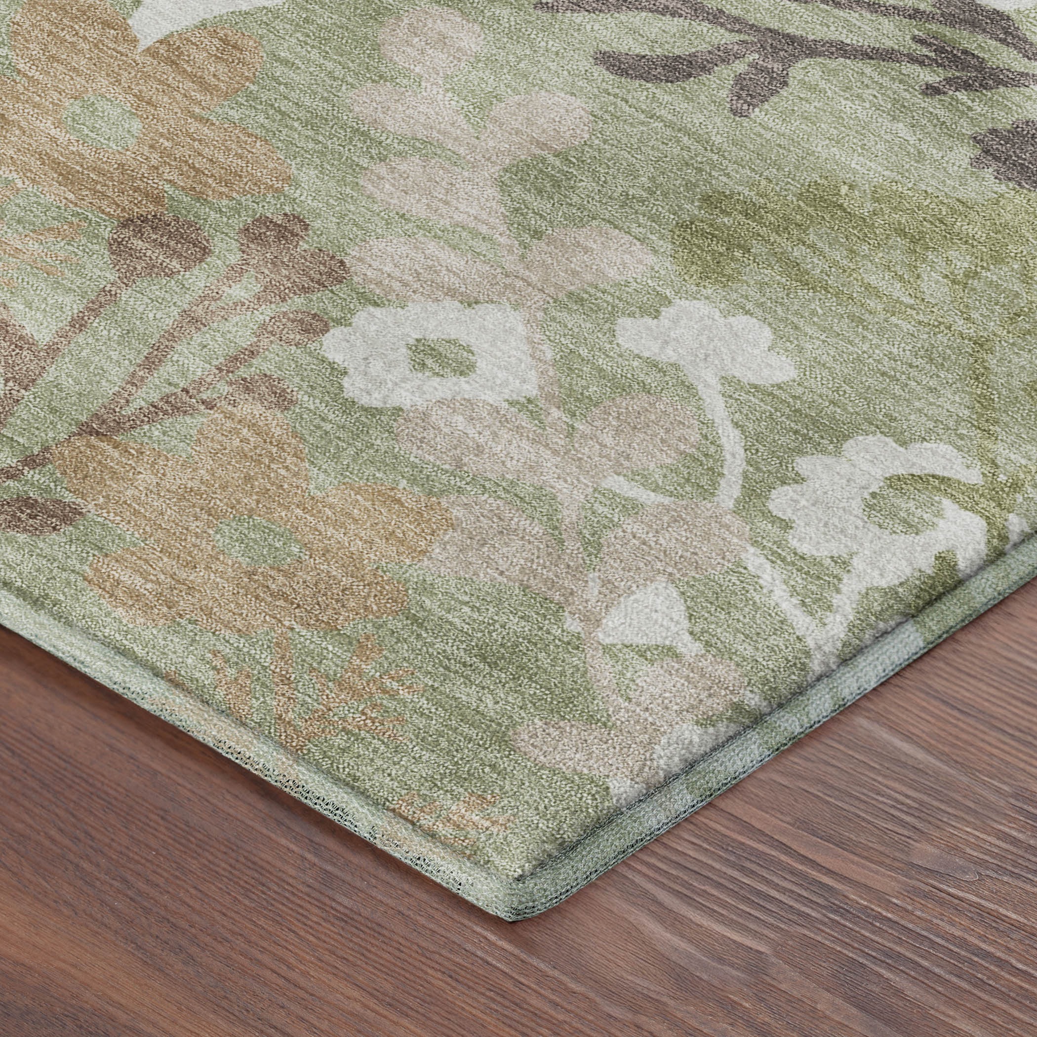 Mostar Machine Washable Transitional Aloe Green Rug 1'8" x 2'6" #shape_Rectangle