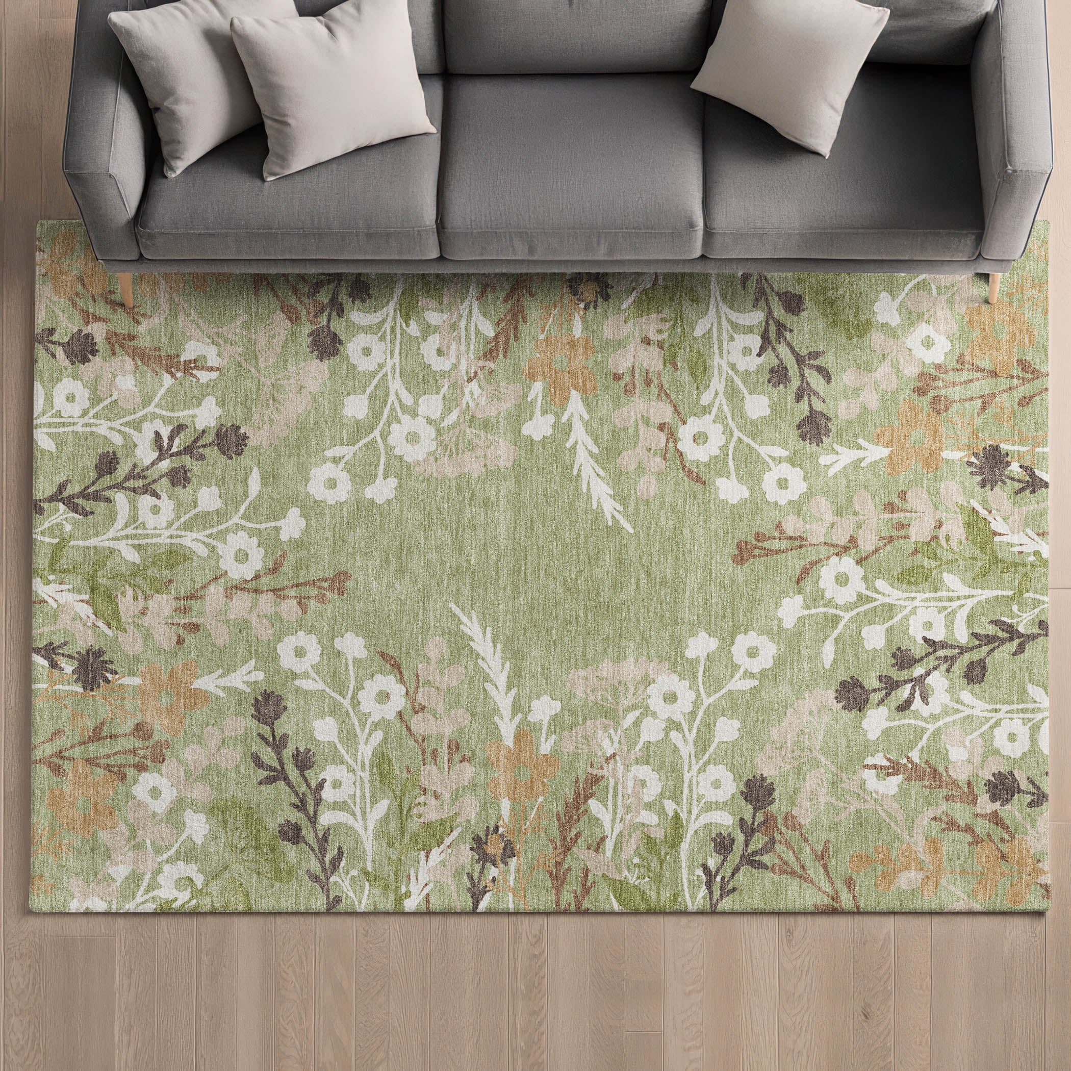 Mostar Machine Washable Transitional Aloe Green Rug 3' x 5' #shape_Rectangle