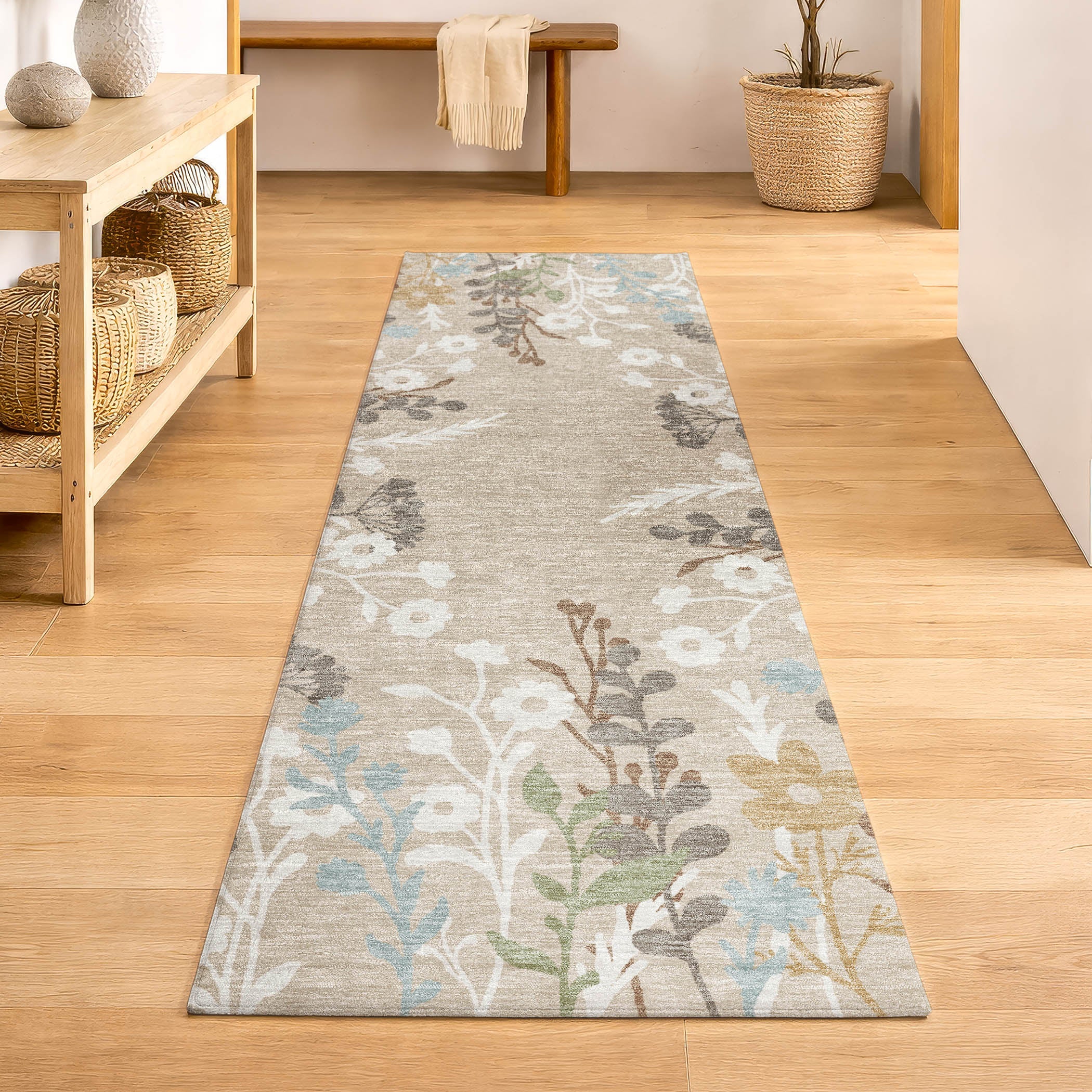 Mostar Machine Washable Transitional Beige Brown Rug 2'3" x 7'6" #shape_Runner