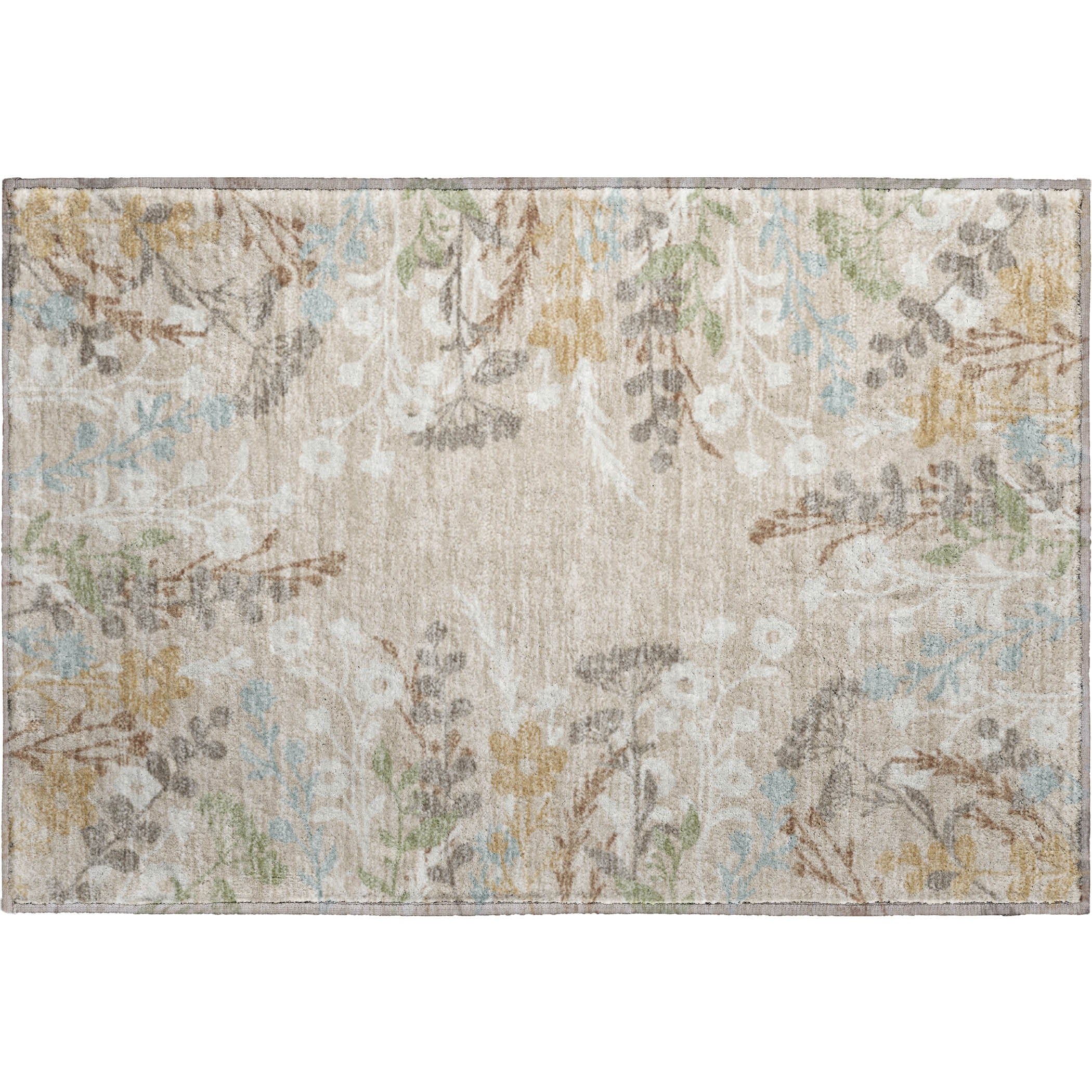 Mostar Machine Washable Transitional Beige Brown Rug 1'8" x 2'6" #shape_Rectangle