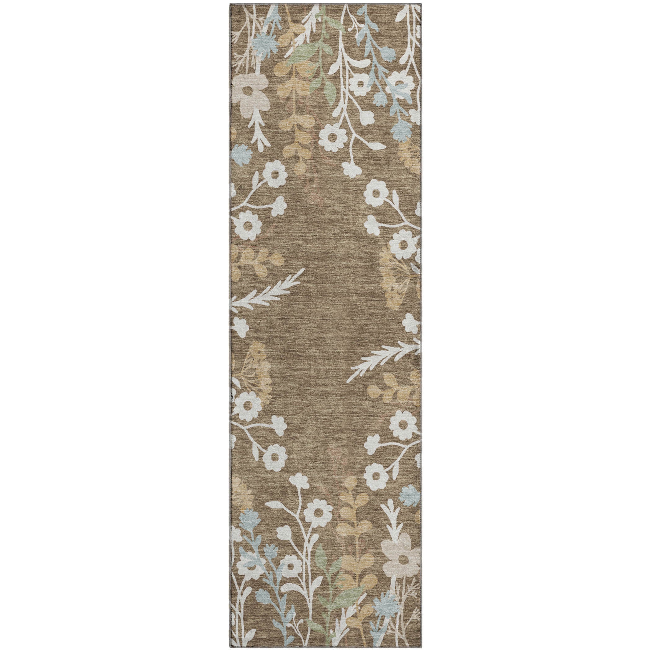 Mostar Machine Washable Transitional Chocolate Brown Rug 2'3" x 7'6" #shape_Runner