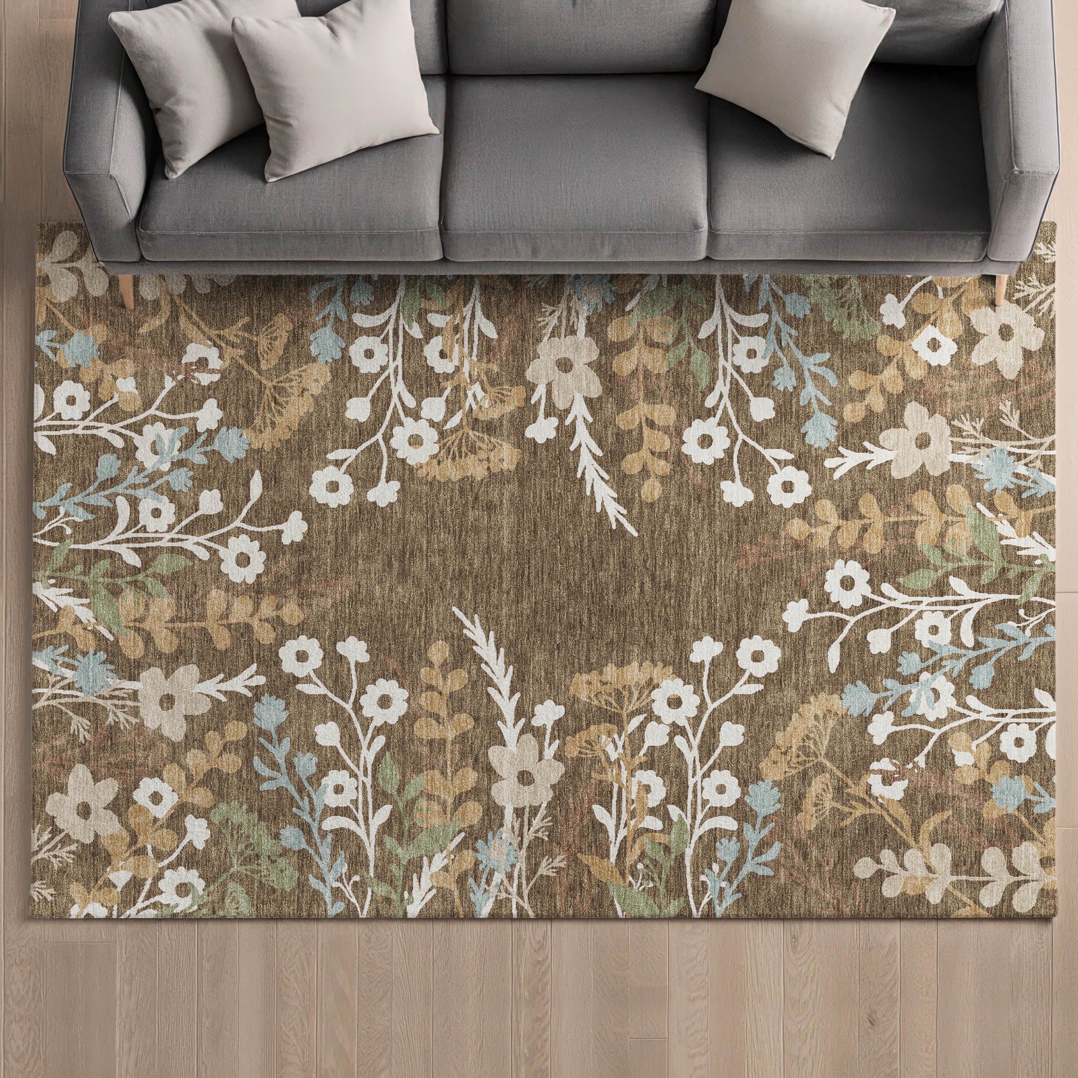 Mostar Machine Washable Transitional Chocolate Brown Rug 3' x 5' #shape_Rectangle