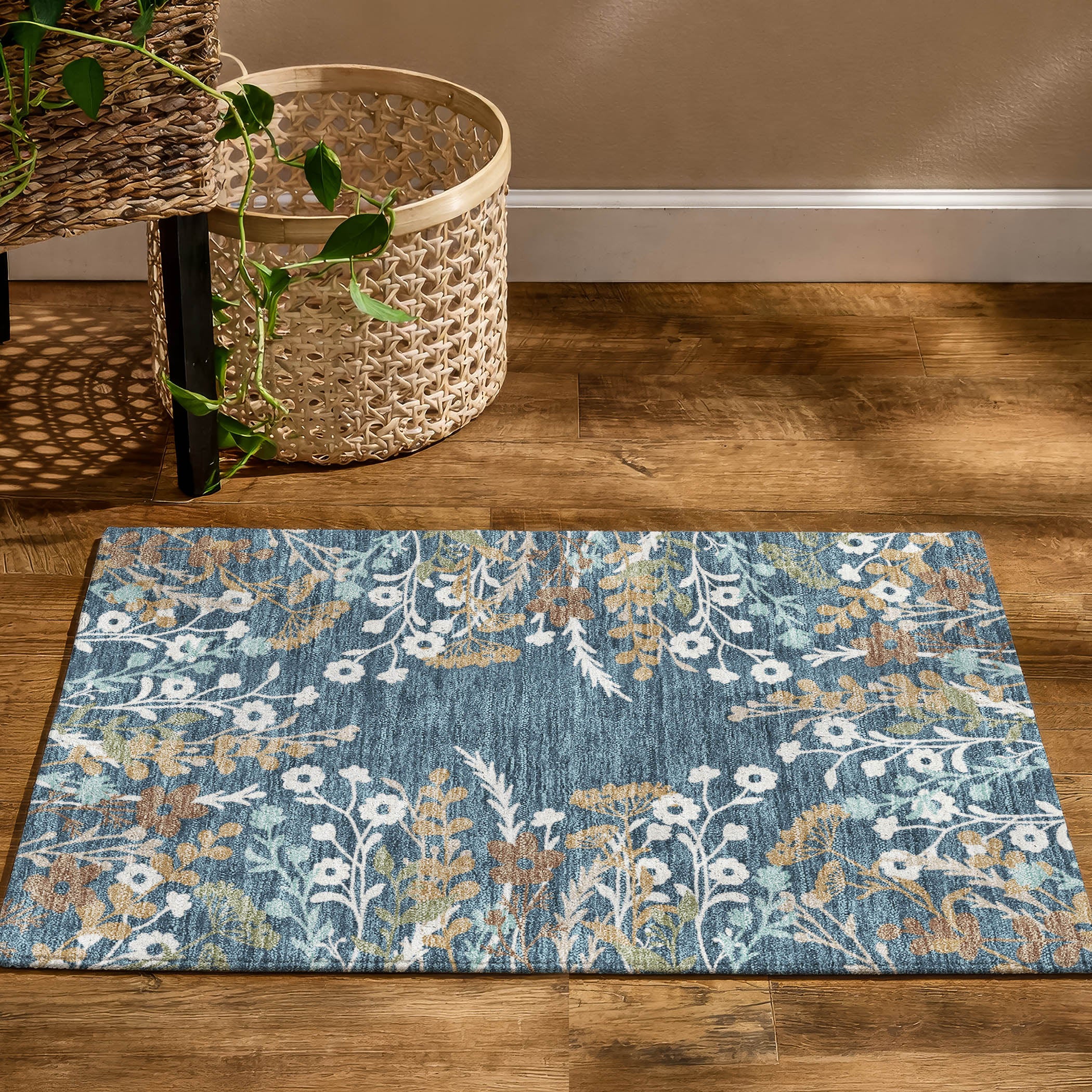 Mostar Machine Washable Transitional Denim Blue Rug 1'8" x 2'6" #shape_Rectangle