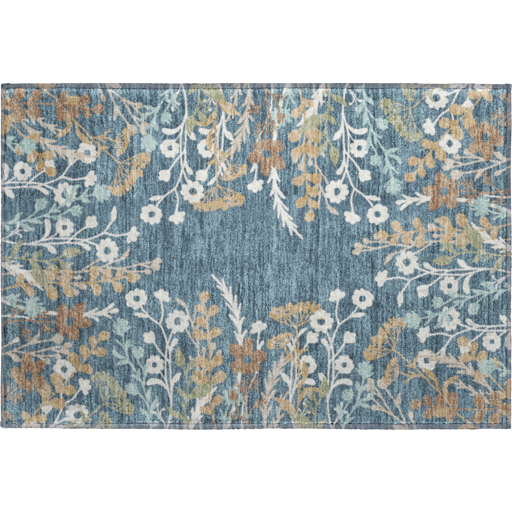 Mostar Machine Washable Transitional Denim Blue Rug 1'8" x 2'6" #shape_Rectangle