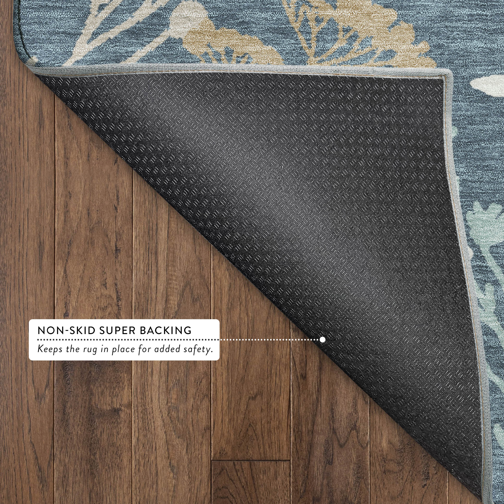 Mostar Machine Washable Transitional Denim Blue Rug 1'8" x 2'6" #shape_Rectangle