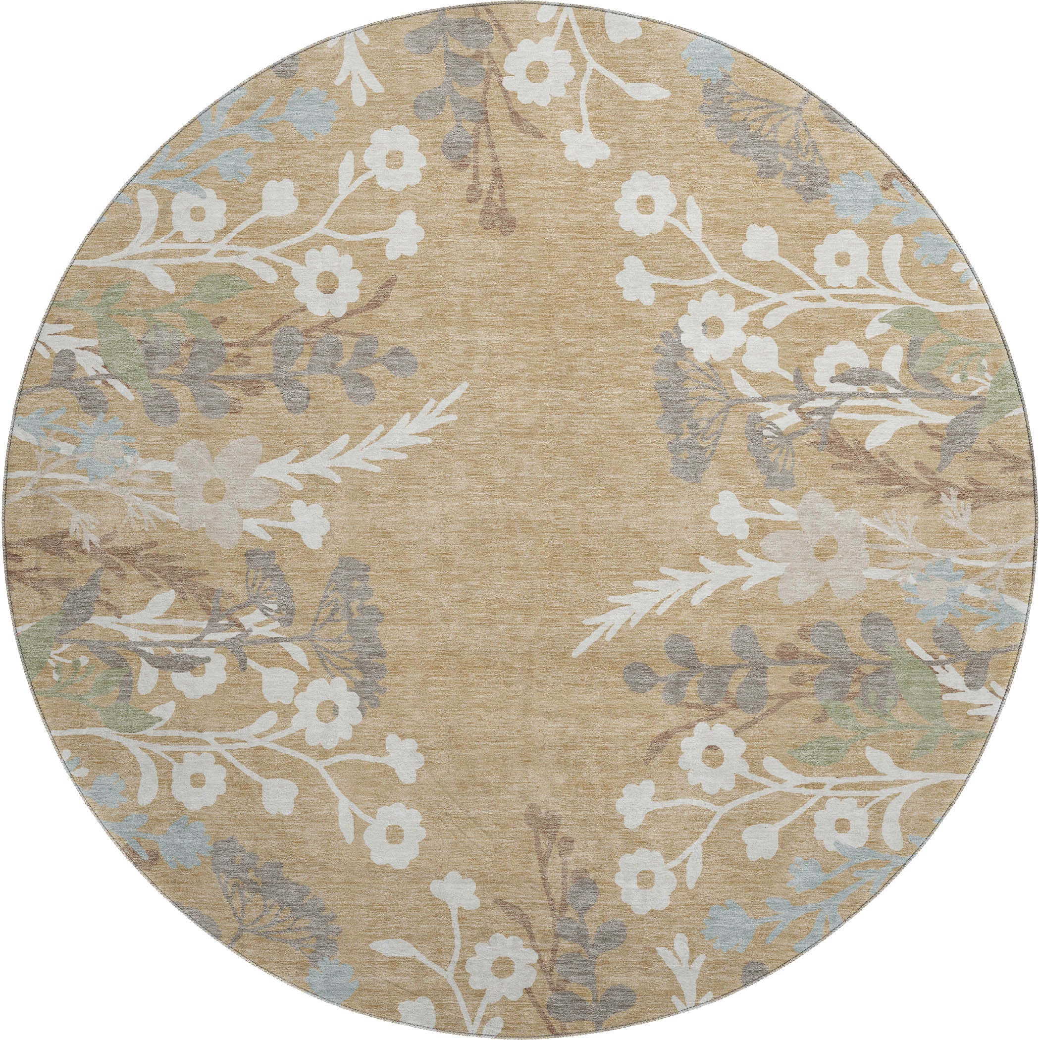 Mostar Machine Washable Transitional Gold Rug 8' x 8' #shape_Round