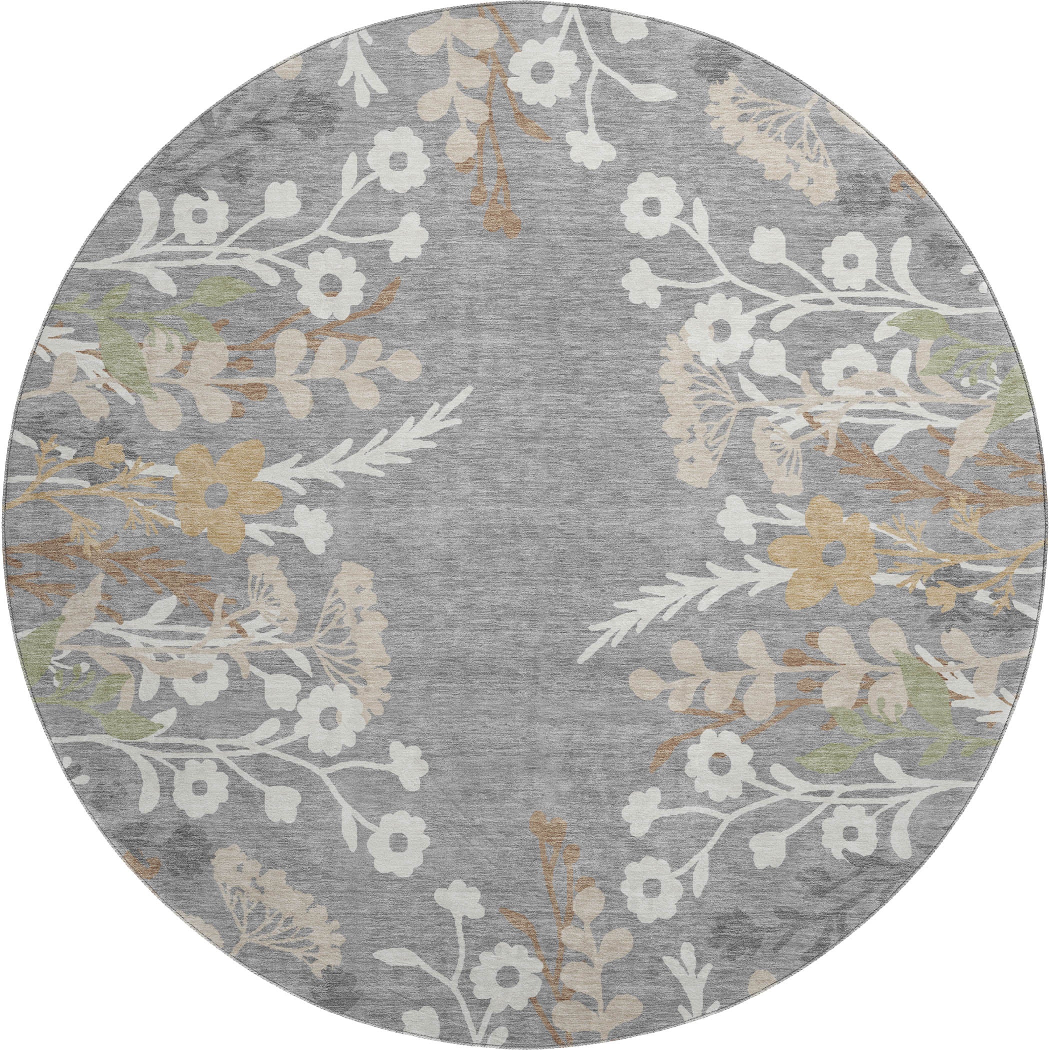 Mostar Machine Washable Transitional Gray Rug 8' x 8' #shape_Round