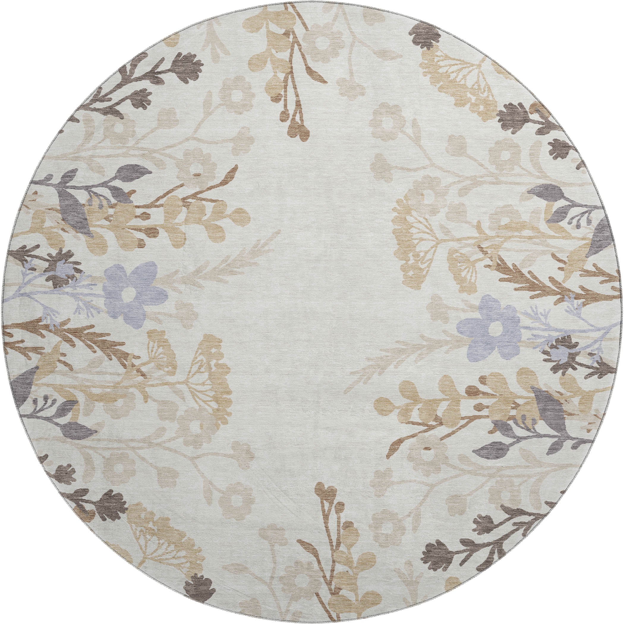 Mostar Machine Washable Transitional Ivory Rug 8' x 8' #shape_Round