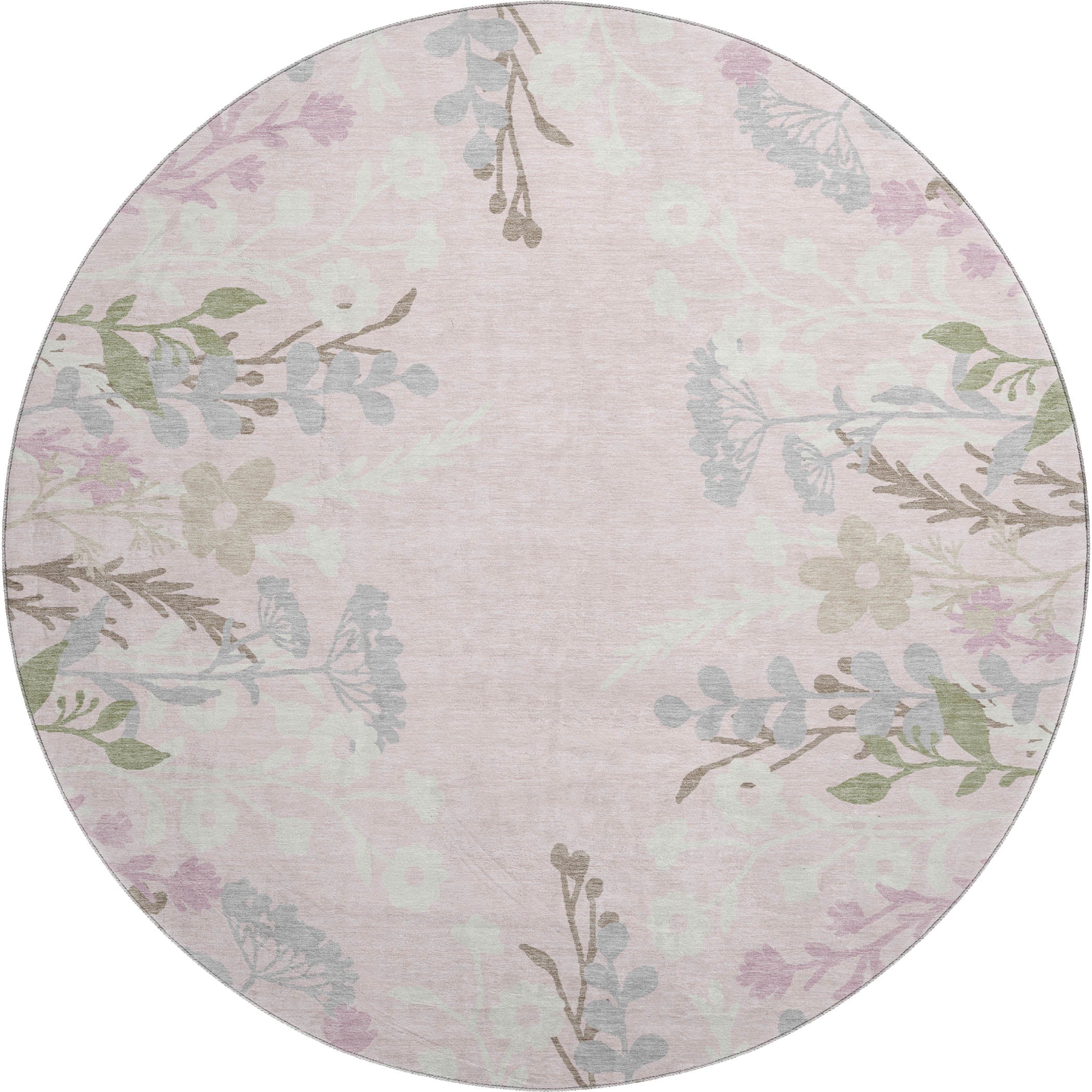 Mostar Machine Washable Transitional Pink Rug 8' x 8' #shape_Round
