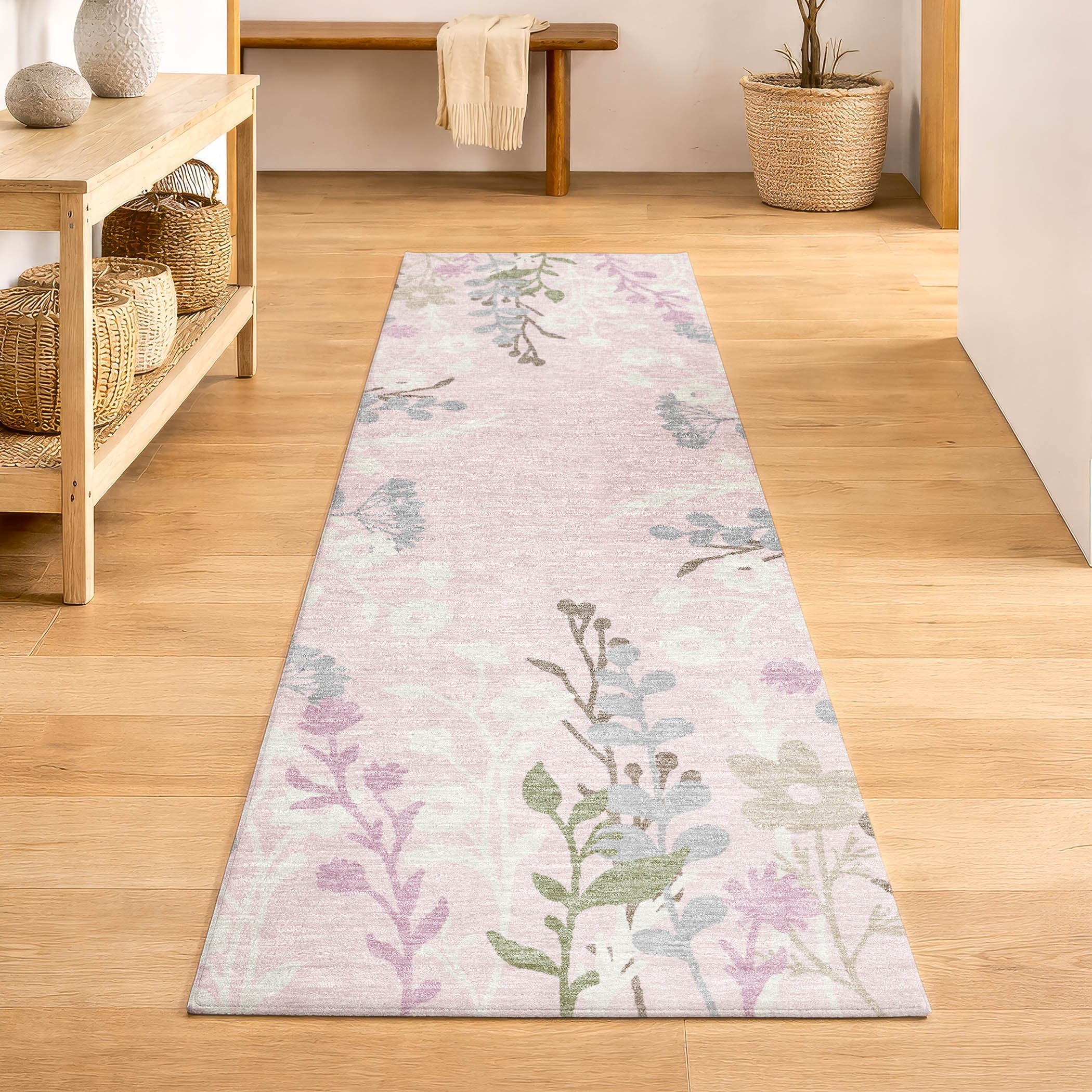Mostar Machine Washable Transitional Pink Rug 2'3" x 7'6" #shape_Runner