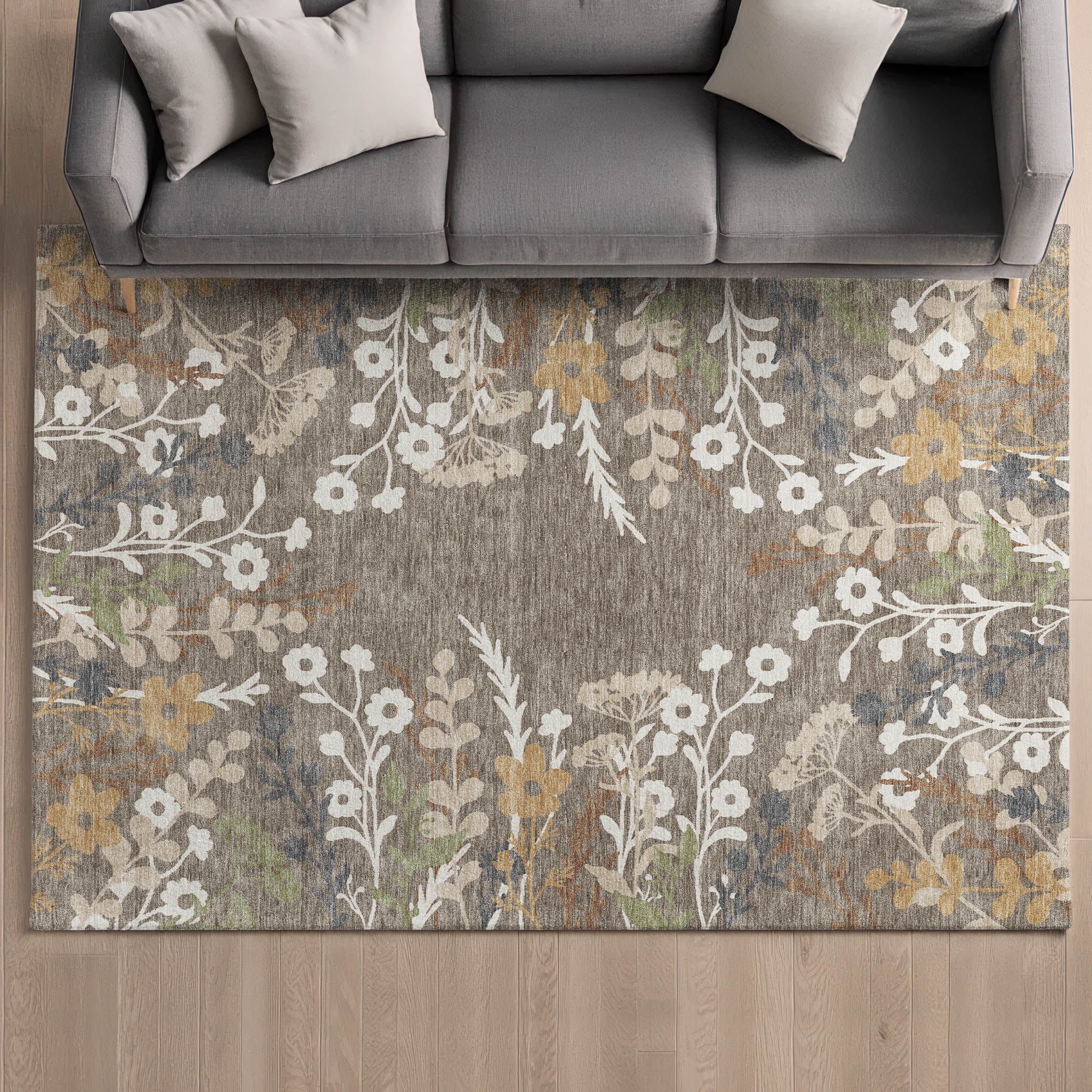 Mostar Machine Washable Transitional Taupe Brown Rug 3' x 5' #shape_Rectangle