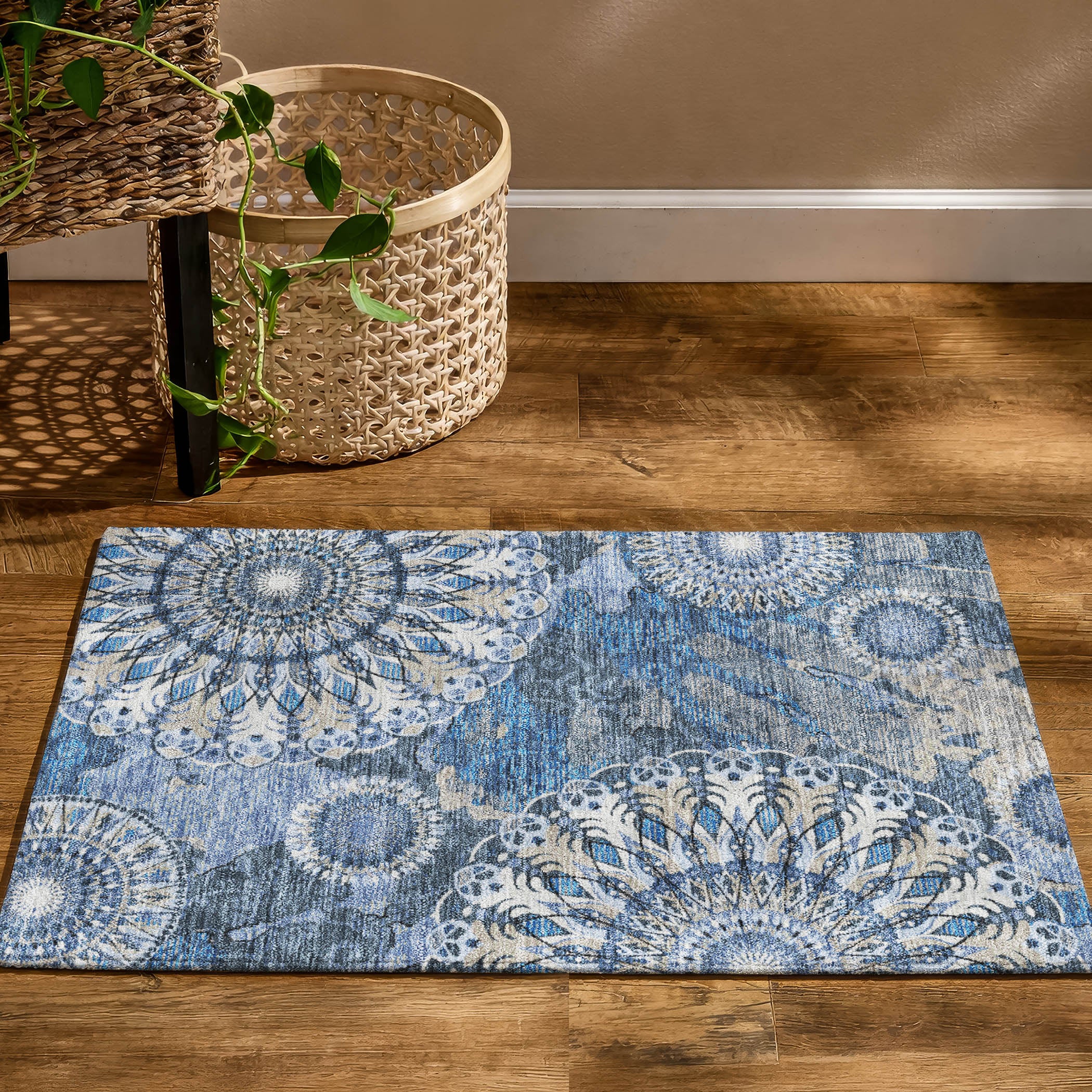 Marrakech Machine Washable Transitional Blue Rug 1'8" x 2'6" #shape_Rectangle