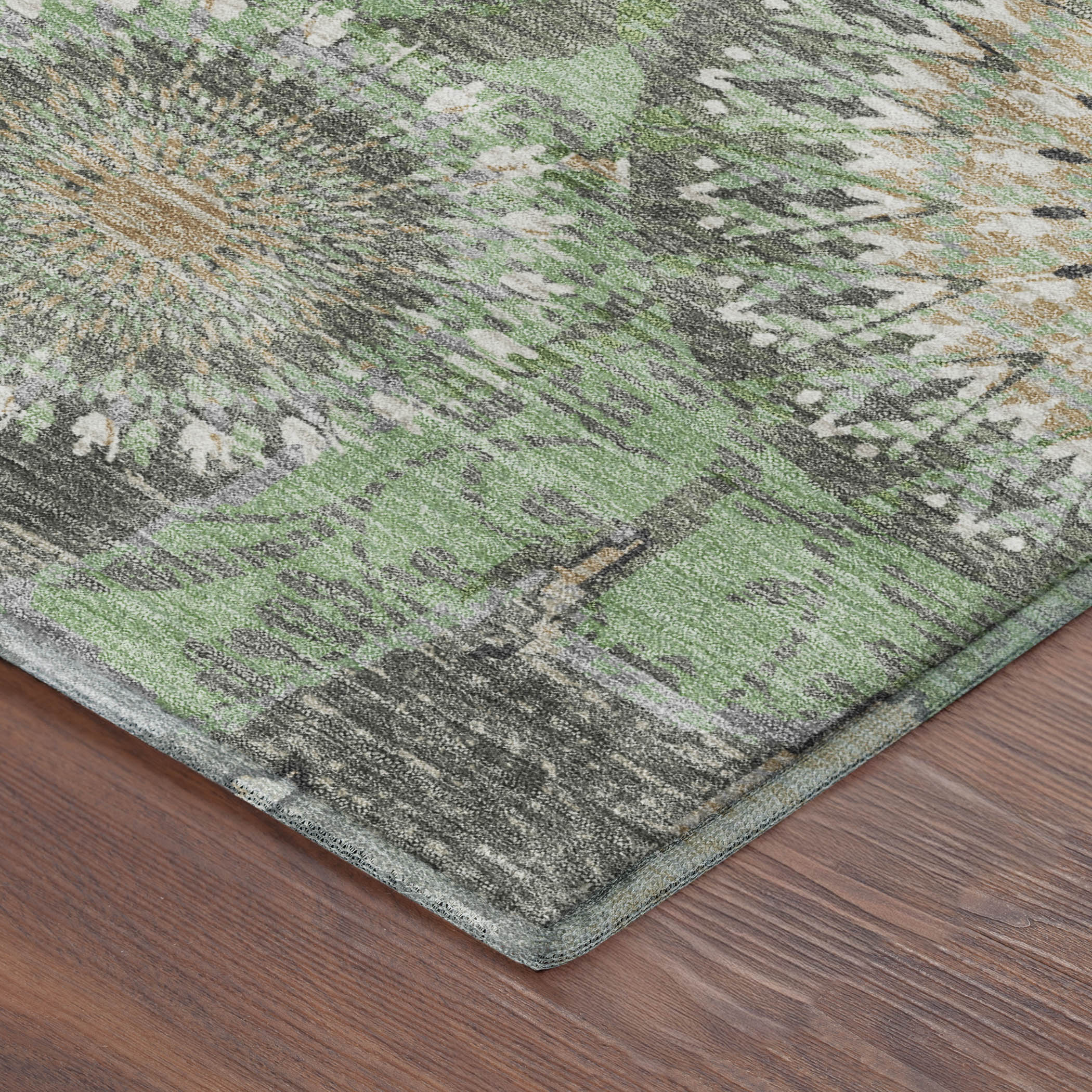 Marrakech Machine Washable Transitional Green Rug 1'8" x 2'6" #shape_Rectangle