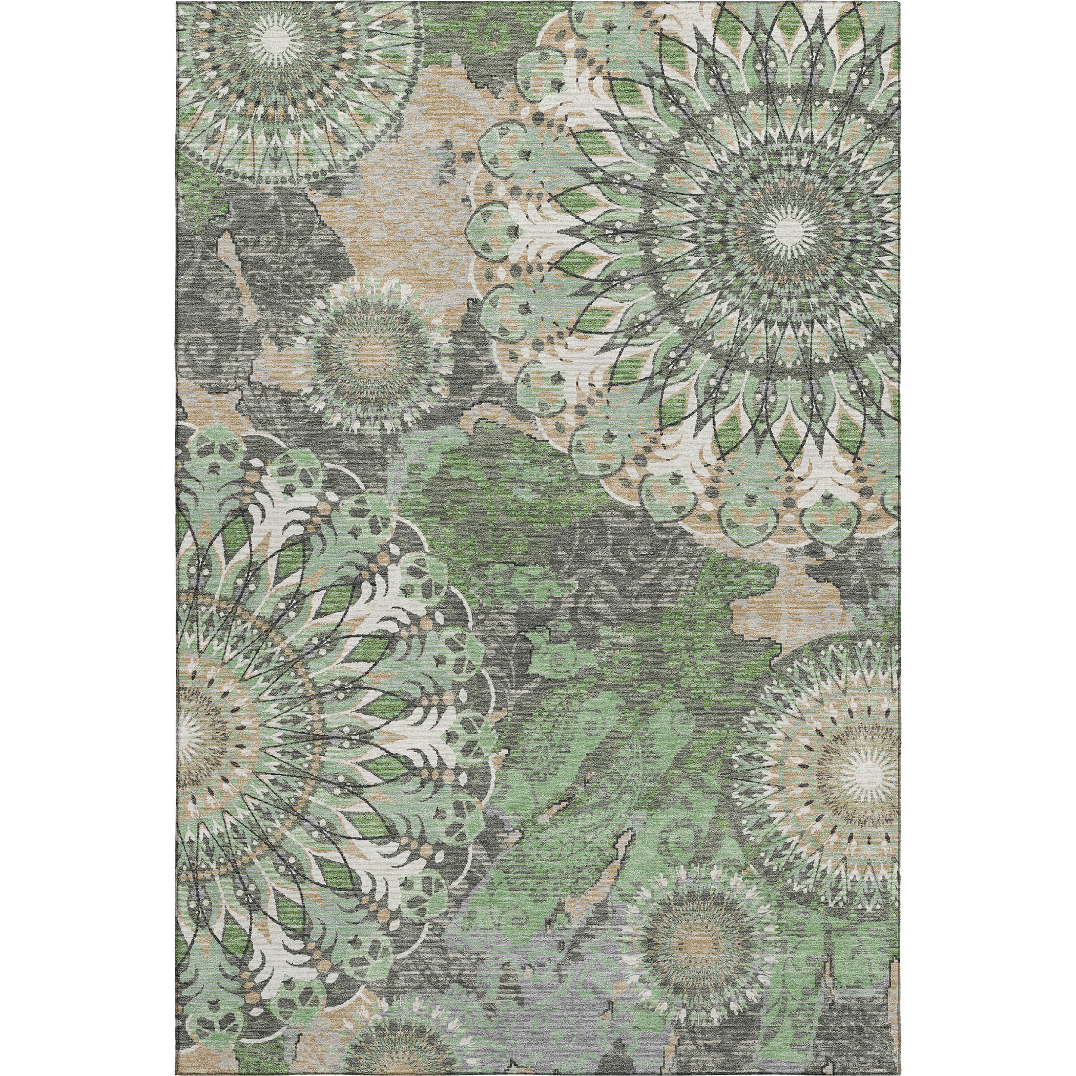 Marrakech Machine Washable Transitional Green Rug 3' x 5' #shape_Rectangle