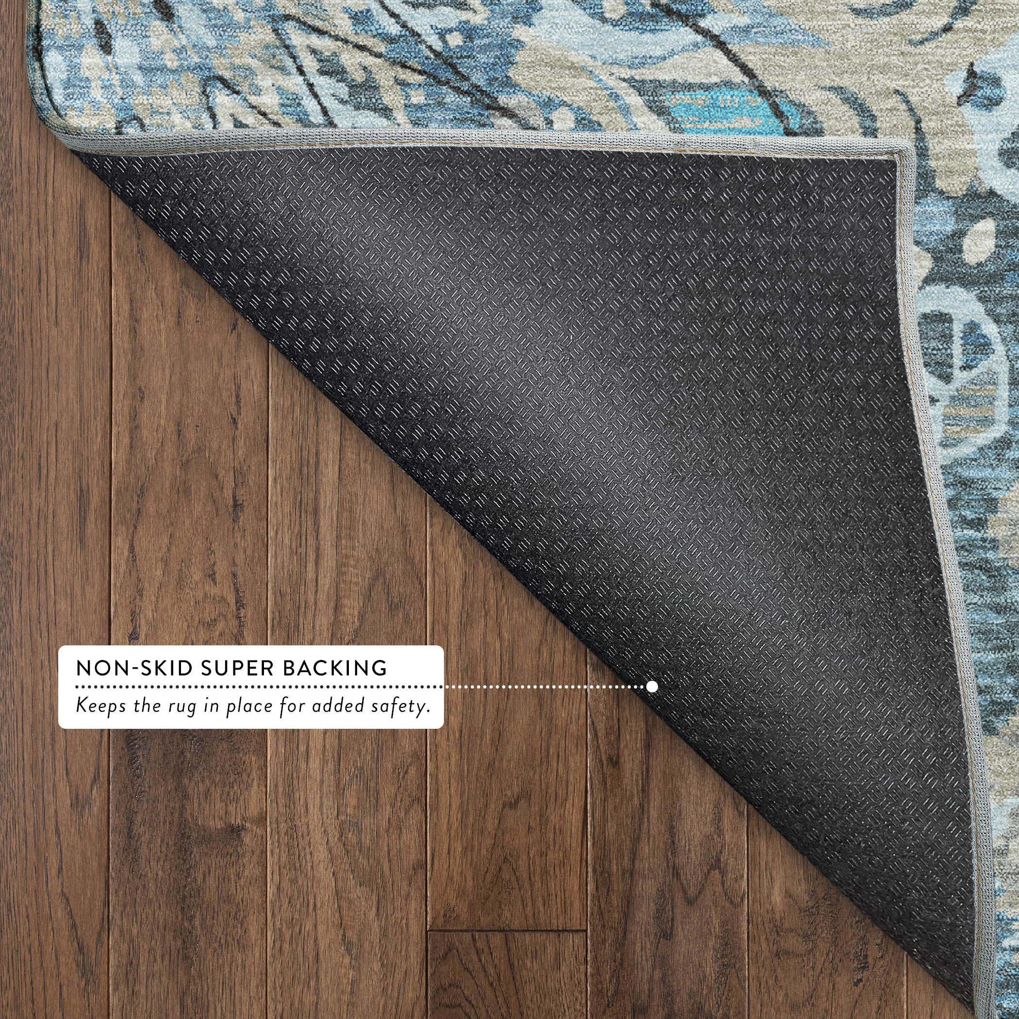 Marrakech Machine Washable Transitional Teal Rug 1'8" x 2'6" #shape_Rectangle