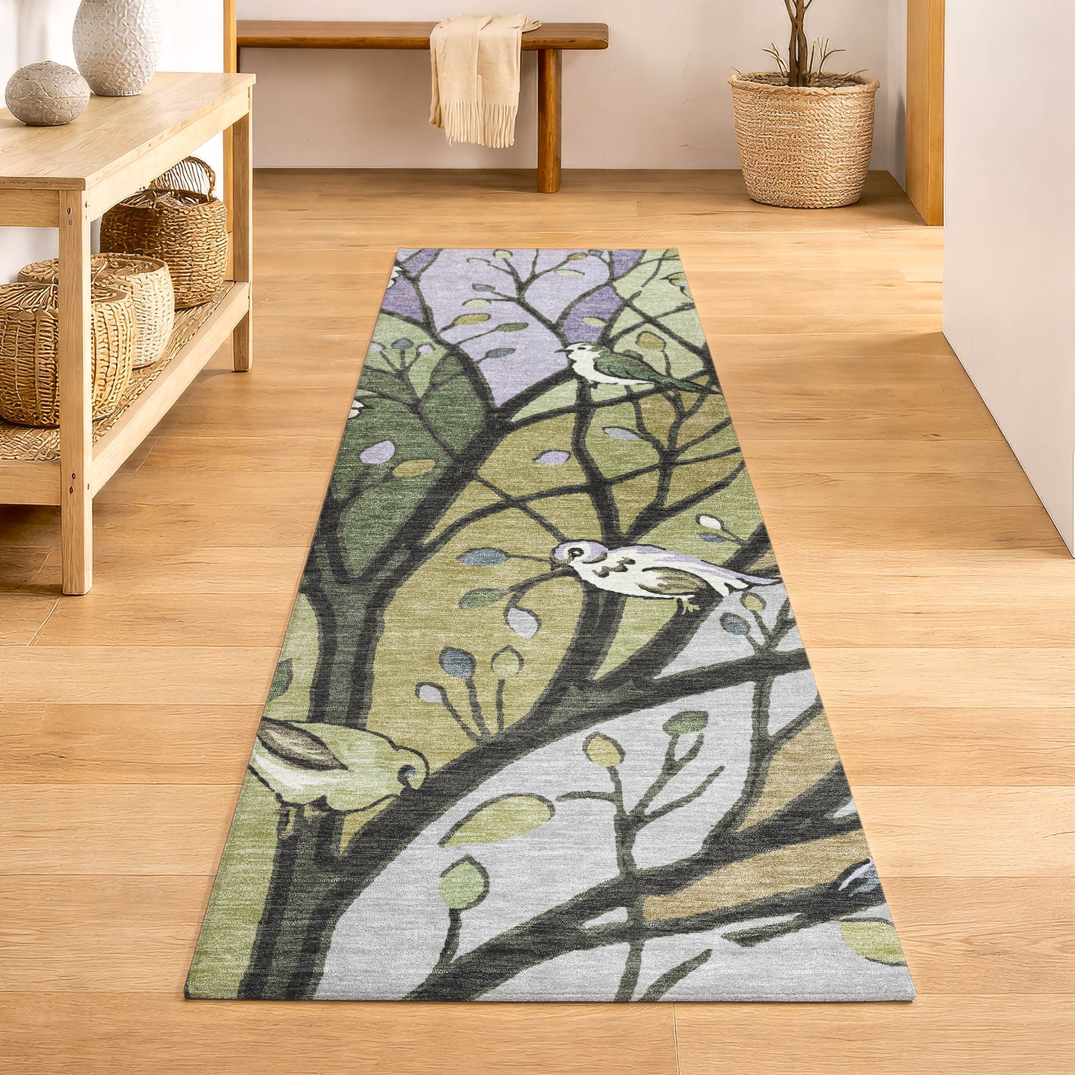 Sintra Machine Washable Transitional Aloe Green Rug 2'3" x 7'6" #shape_Runner