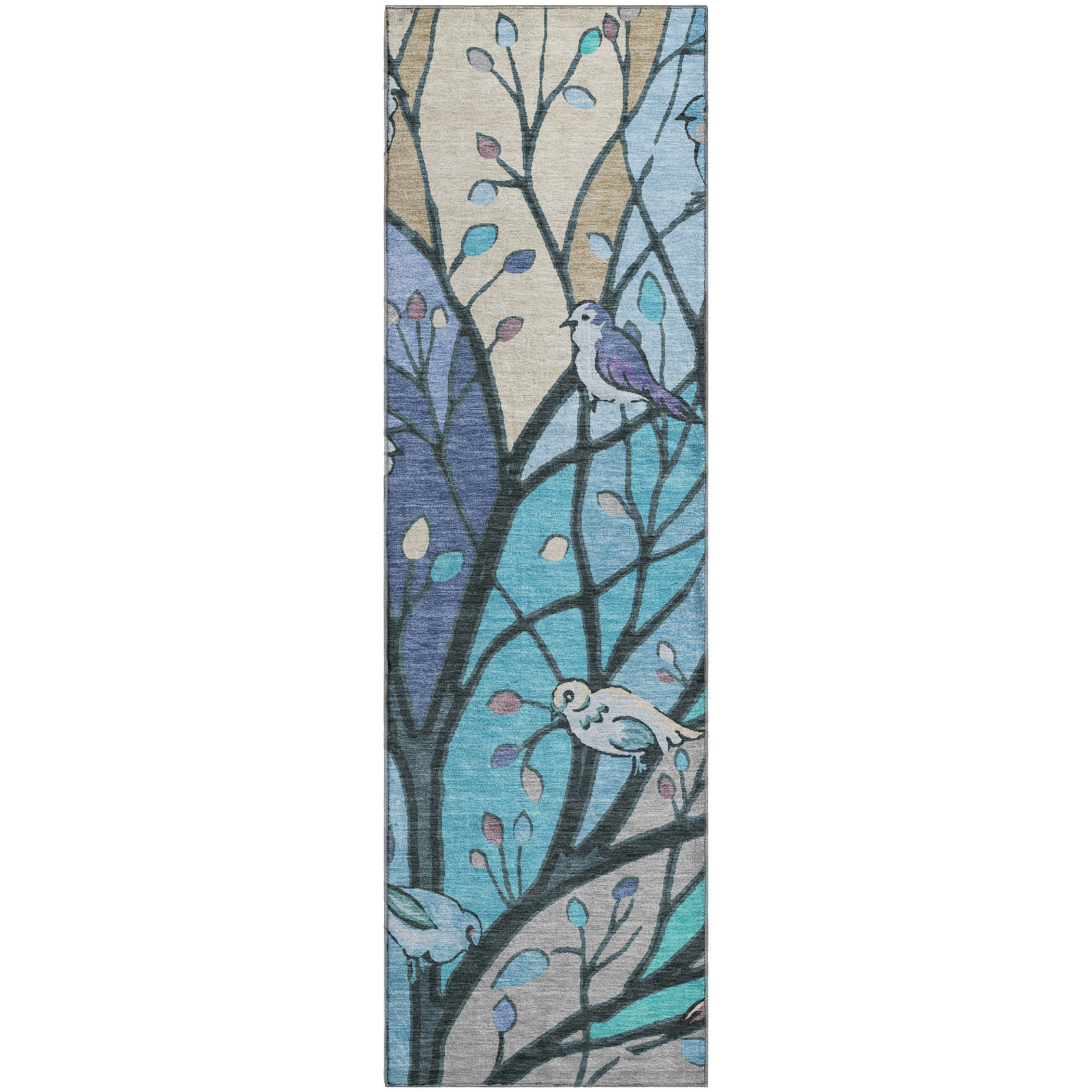 Sintra Machine Washable Transitional Blue Rug 2'3" x 7'6" #shape_Runner