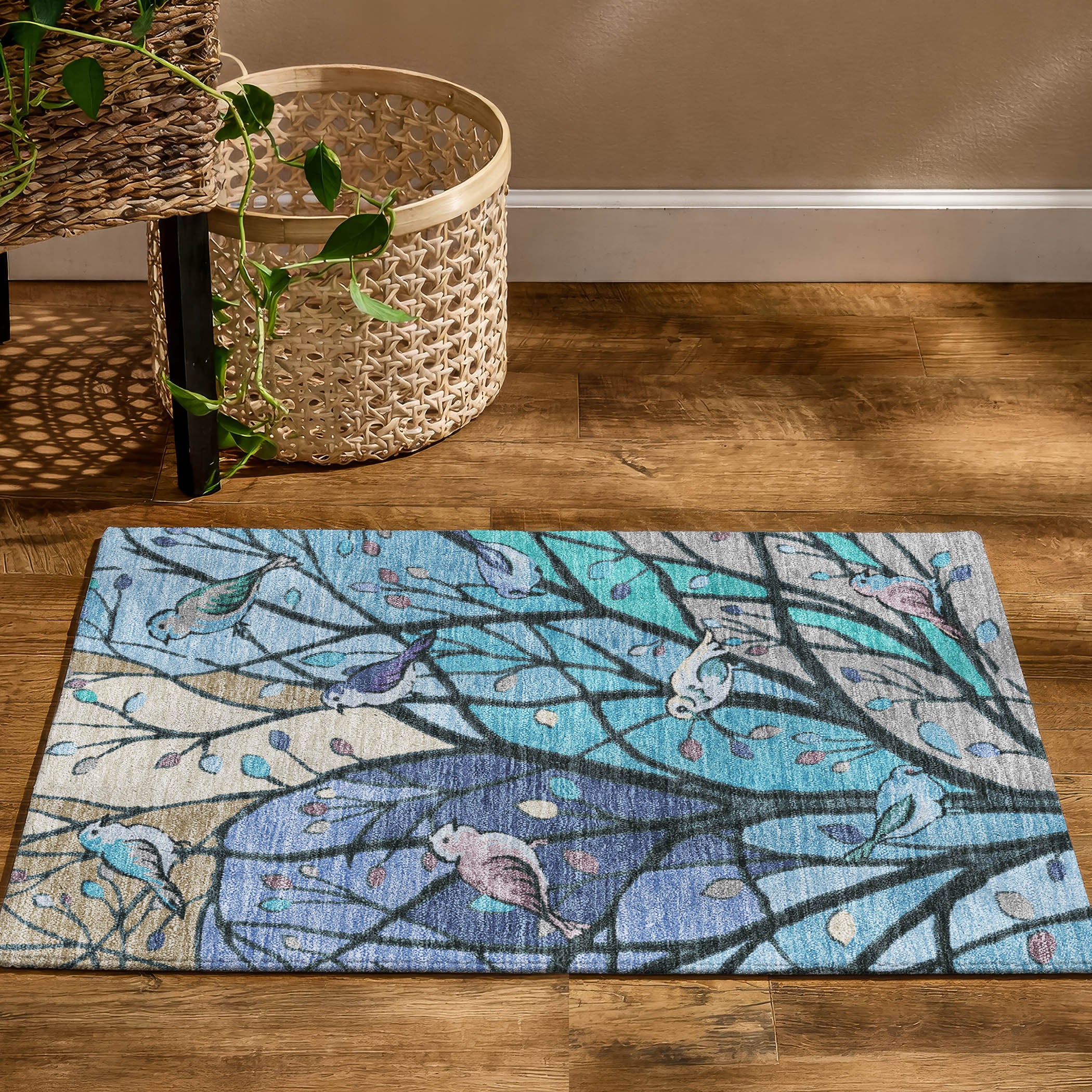 Sintra Machine Washable Transitional Blue Rug 1'8" x 2'6" #shape_Rectangle