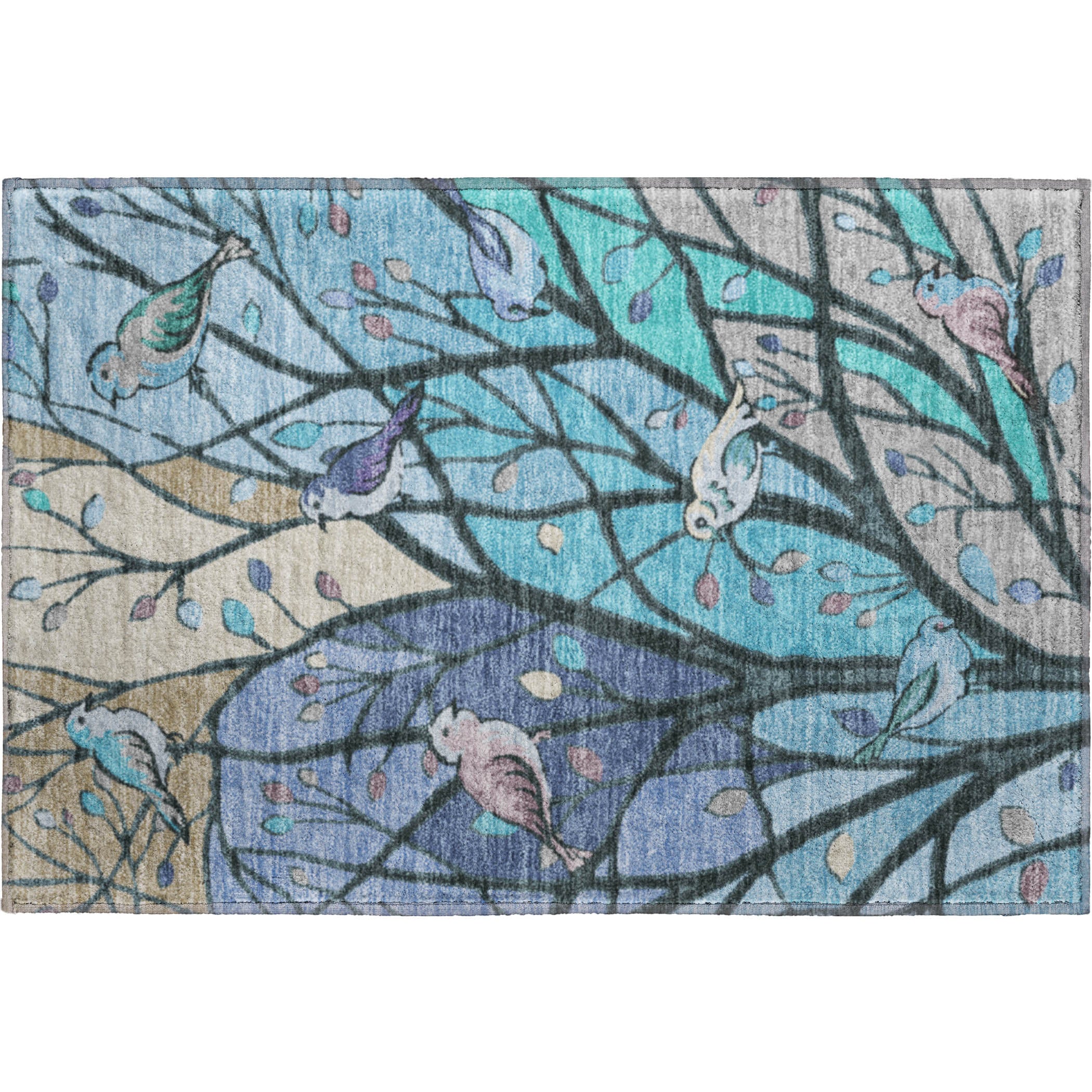 Sintra Machine Washable Transitional Blue Rug 1'8" x 2'6" #shape_Rectangle