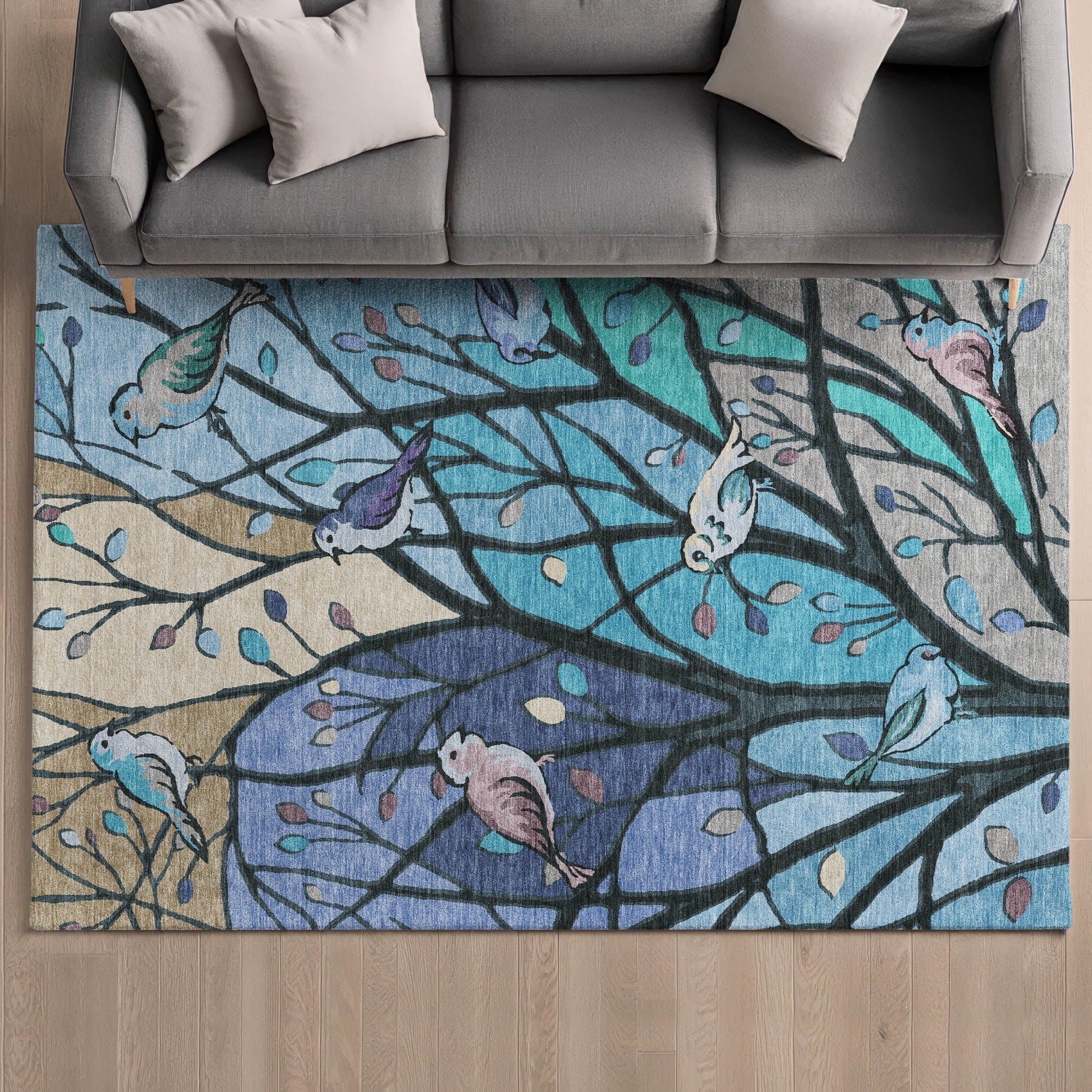 Sintra Machine Washable Transitional Blue Rug 3' x 5' #shape_Rectangle