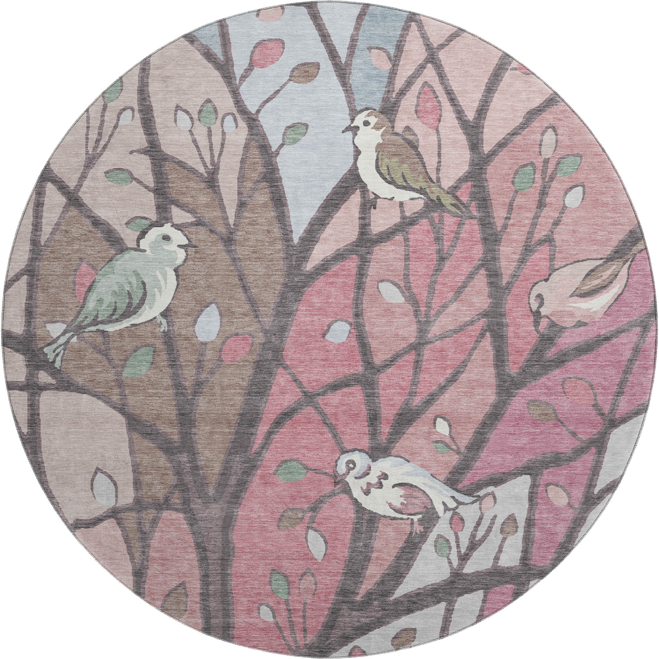 Sintra Machine Washable Transitional Blush Pink Rug 8' x 8' #shape_Round